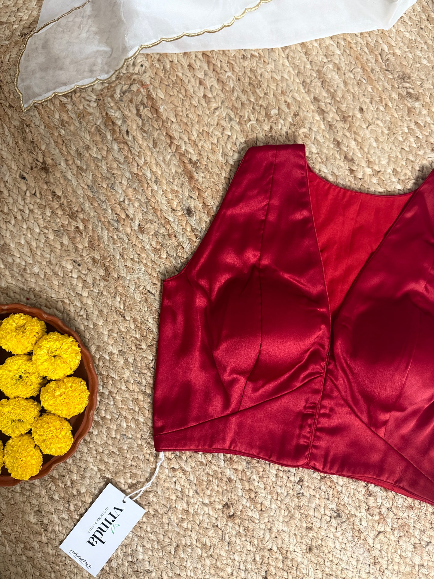 Satin coral red Blouse