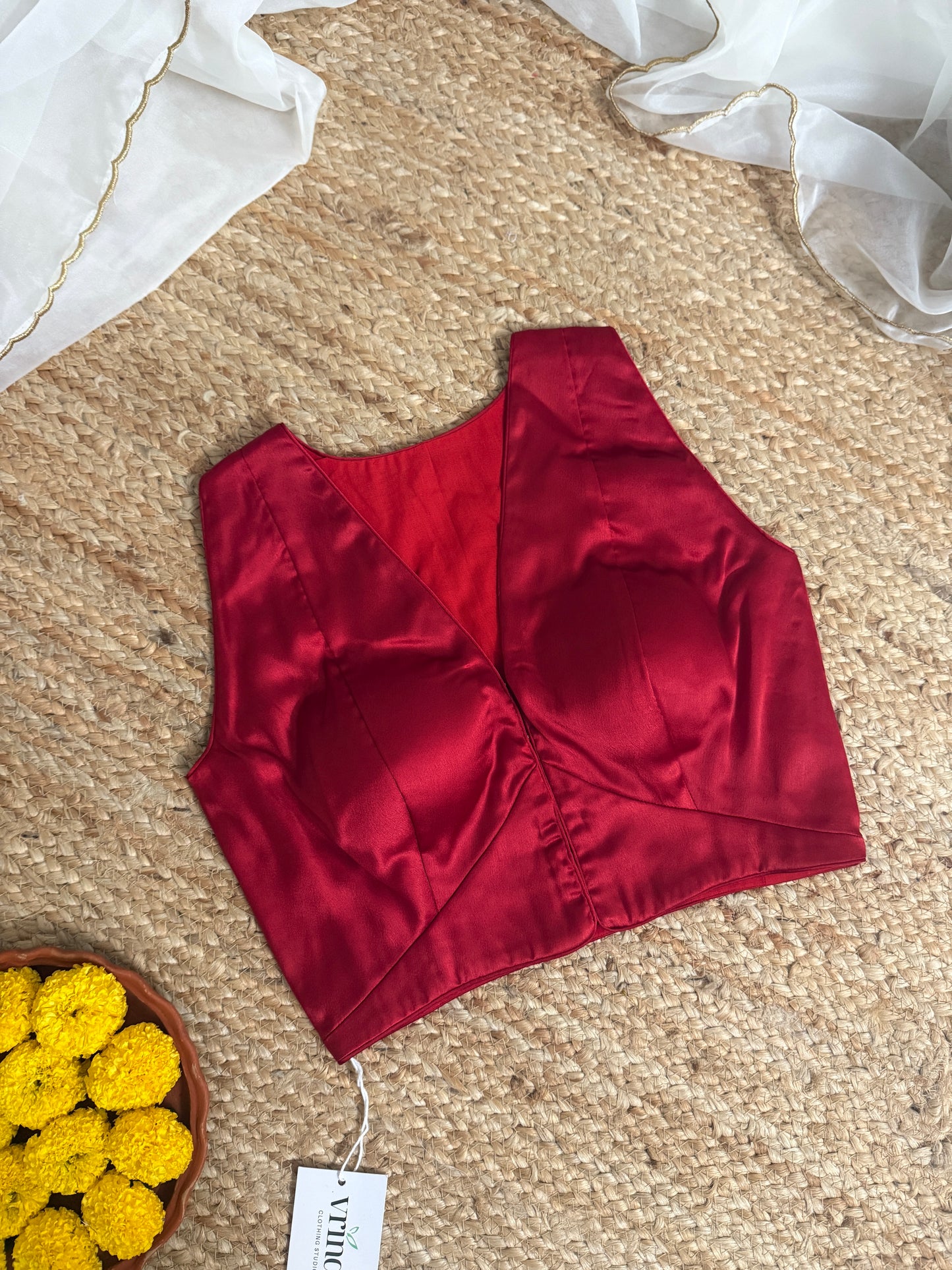Satin coral red Blouse