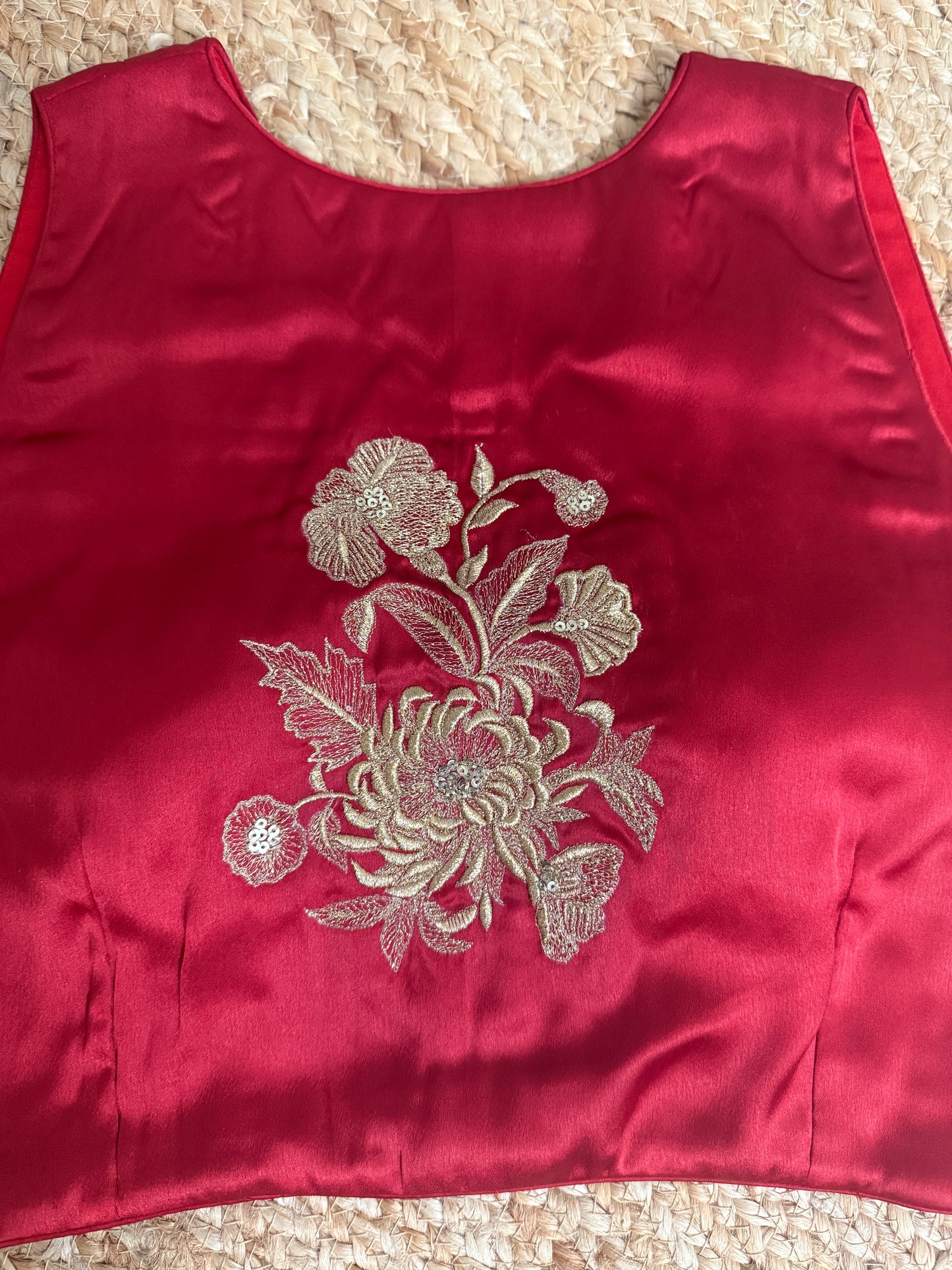 Satin coral red Blouse