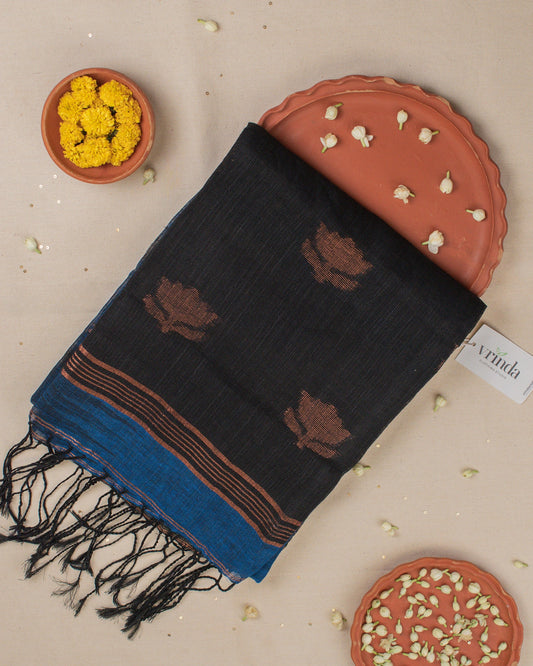 Irkal Neel Linen Saree