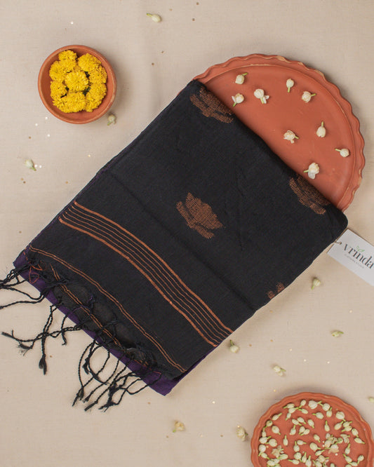 Irkal Purple Linen Saree
