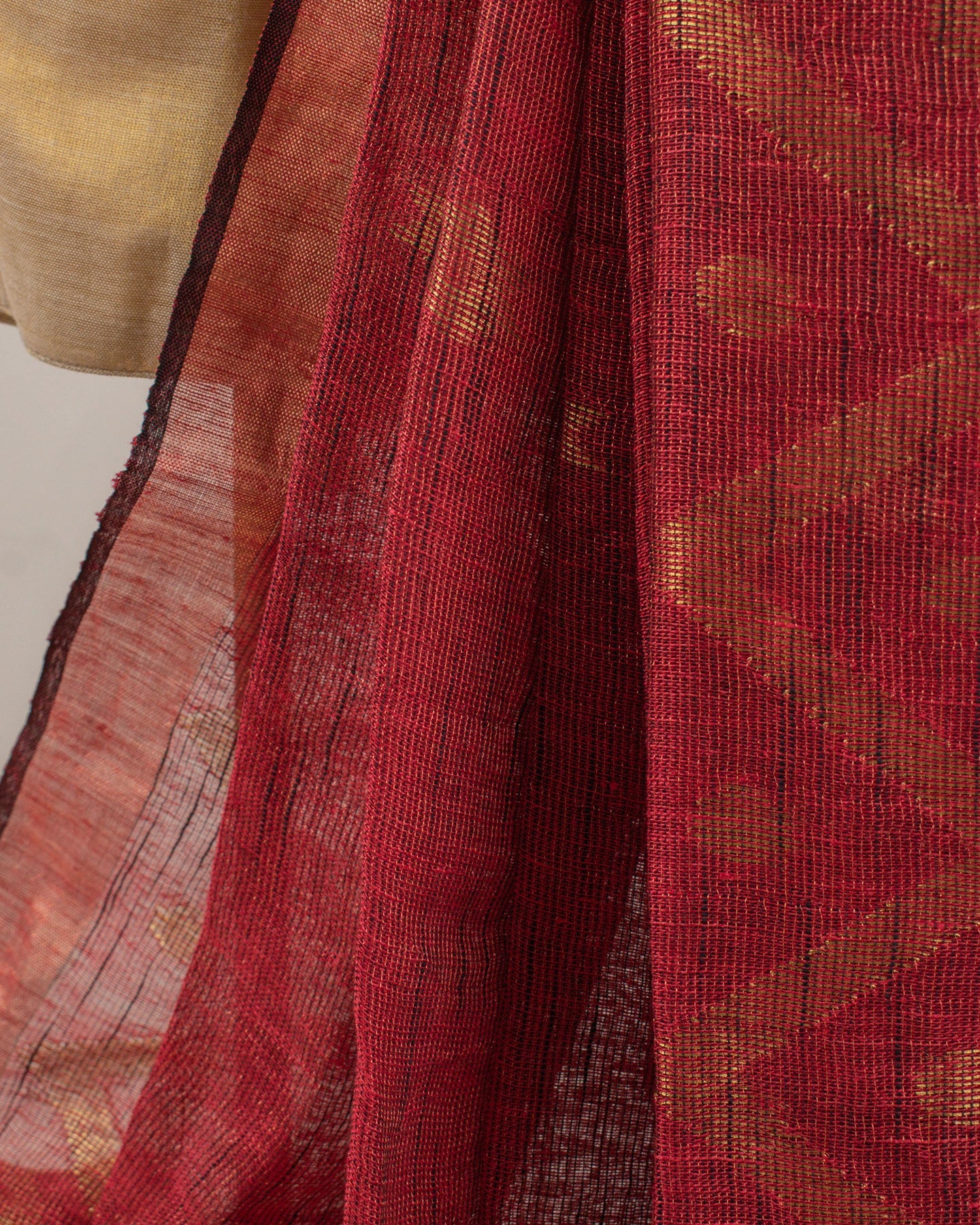 Alpona Maroon Linen Saree