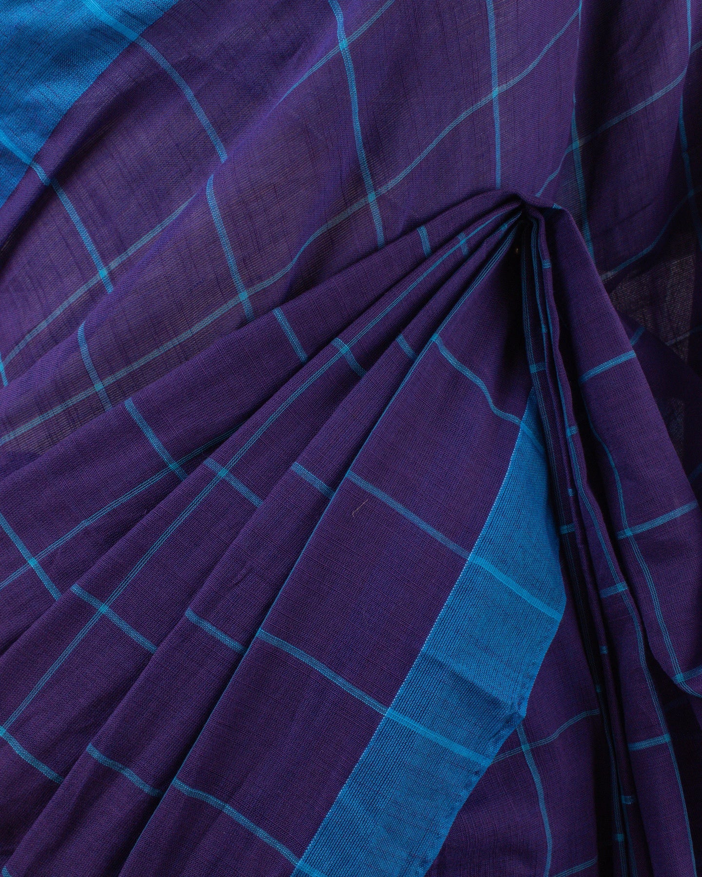 Khadi Checks Blue Saree