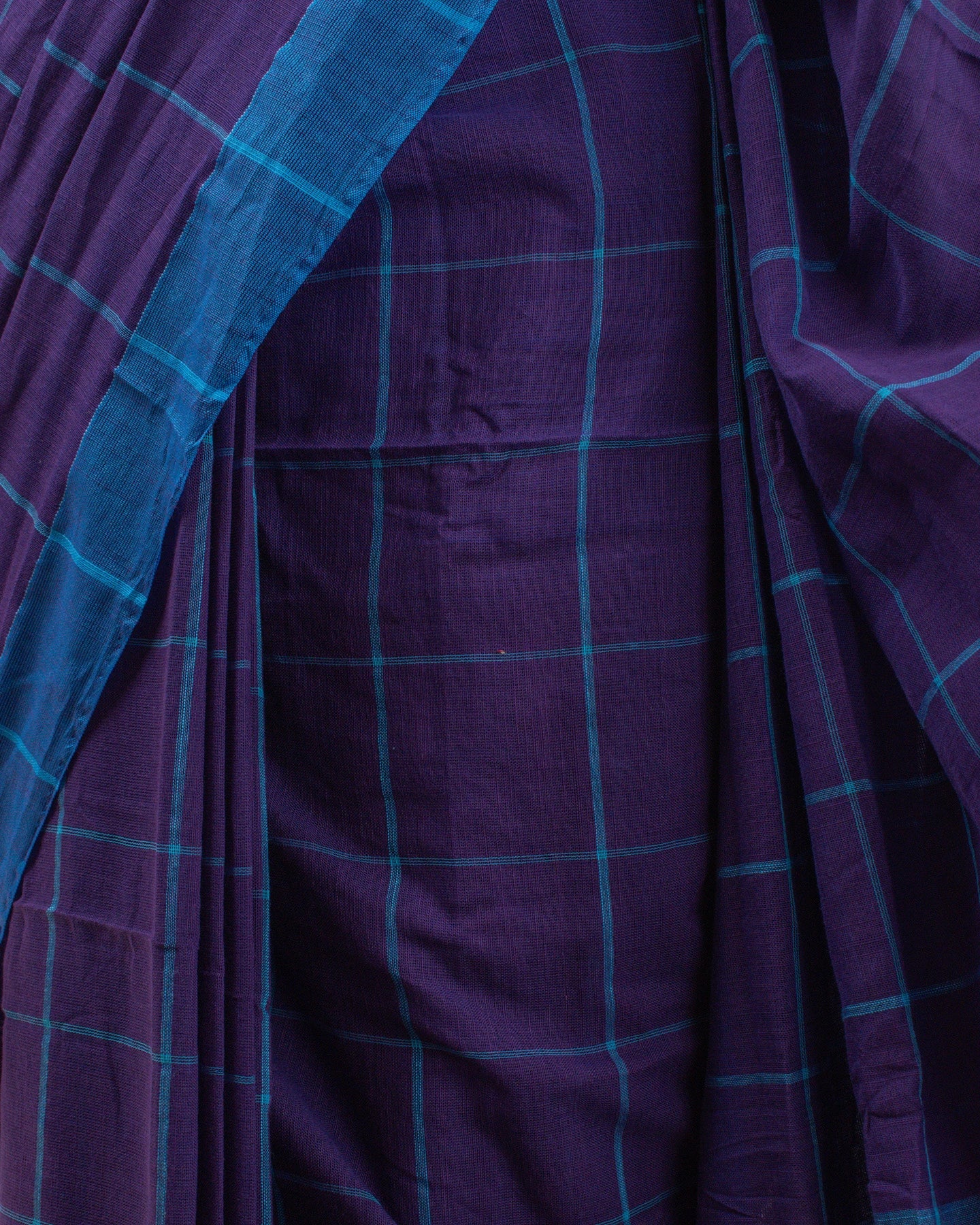 Khadi Checks Blue Saree