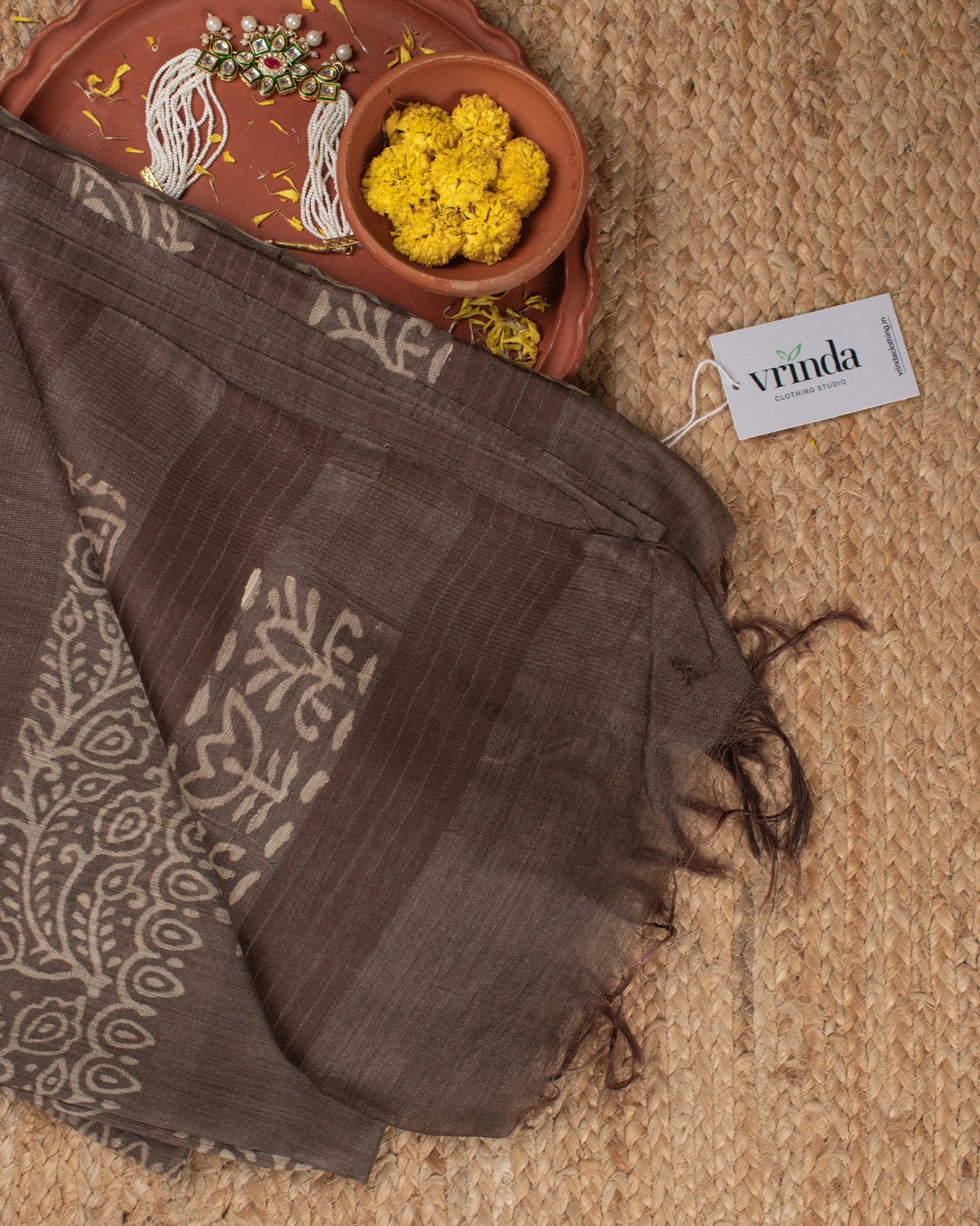 Brown Ghicha Tussar Saree