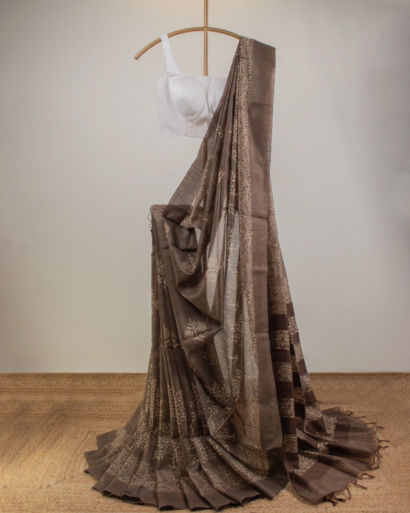 Brown Ghicha Tussar Saree