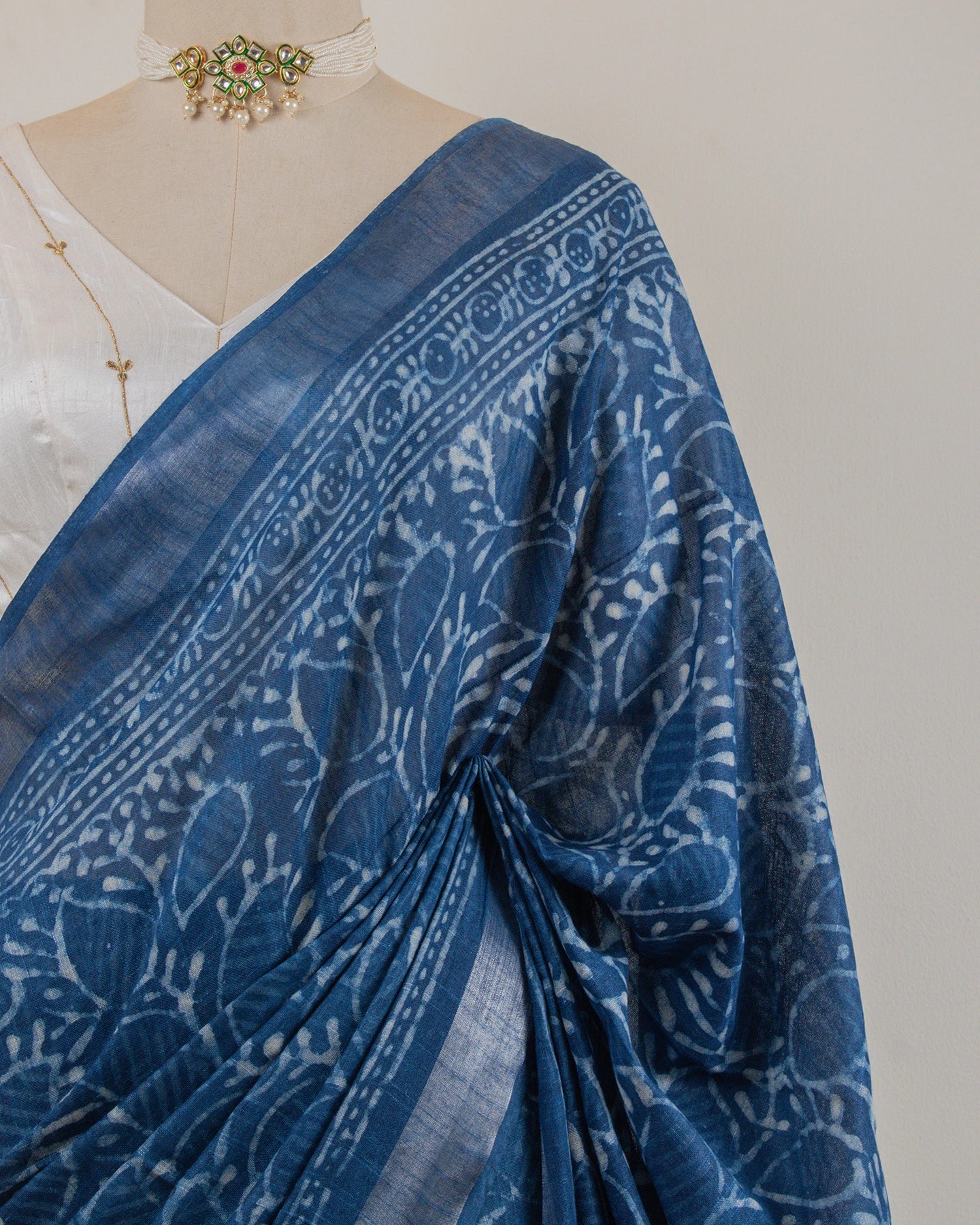 Indigo Jaal Linen Saree