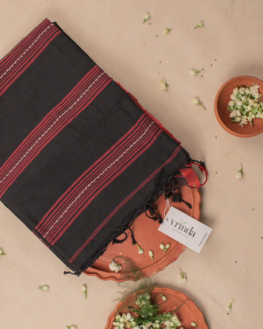 Jamdani Black Stripes Saree