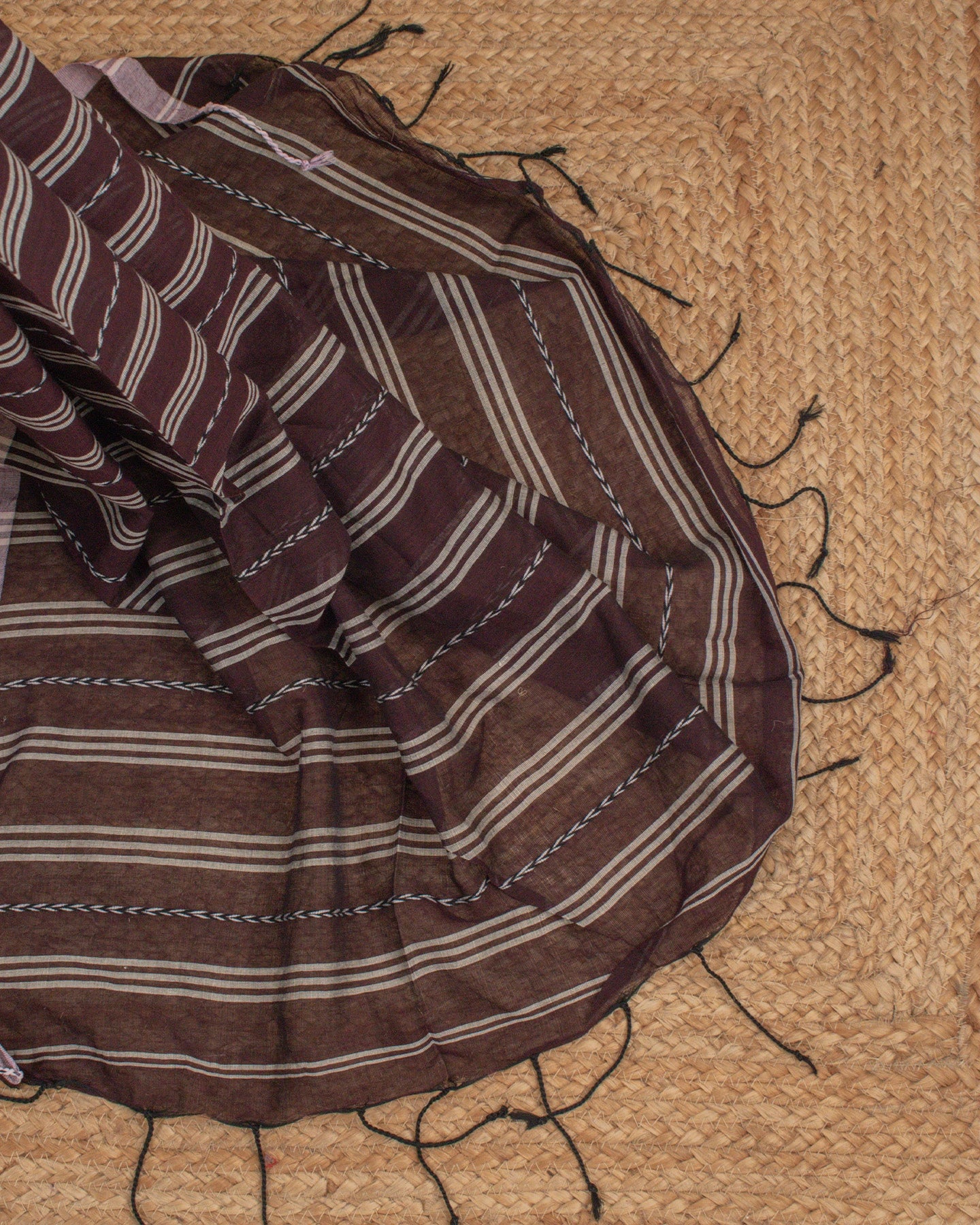 Jamdani Plum Stripes Saree