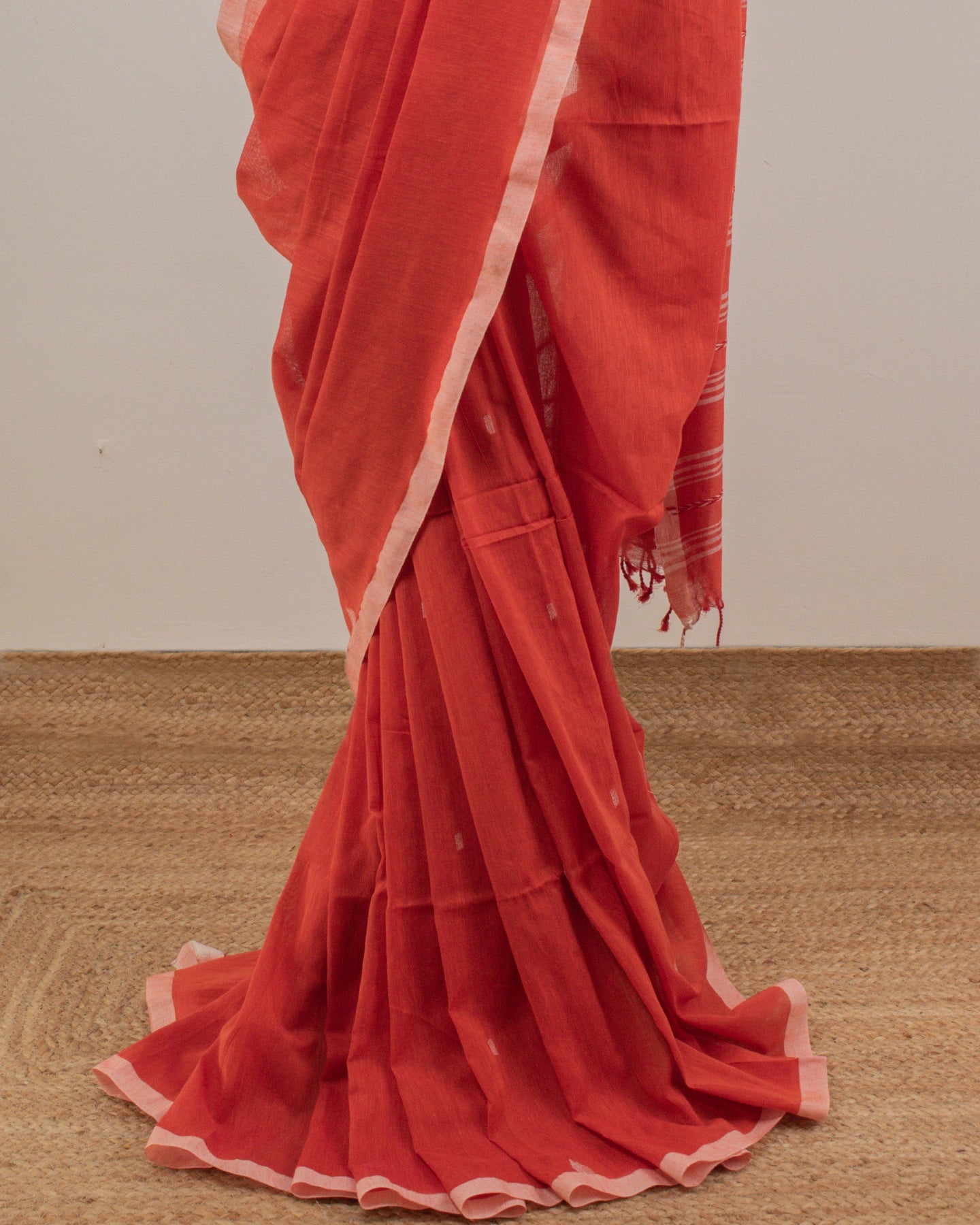 Jamdani Red Stripes Saree