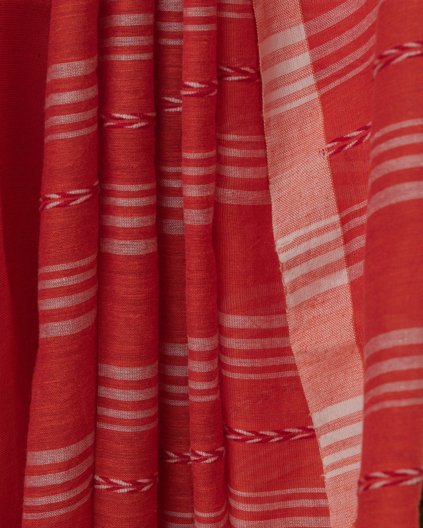 Jamdani Red Stripes Saree