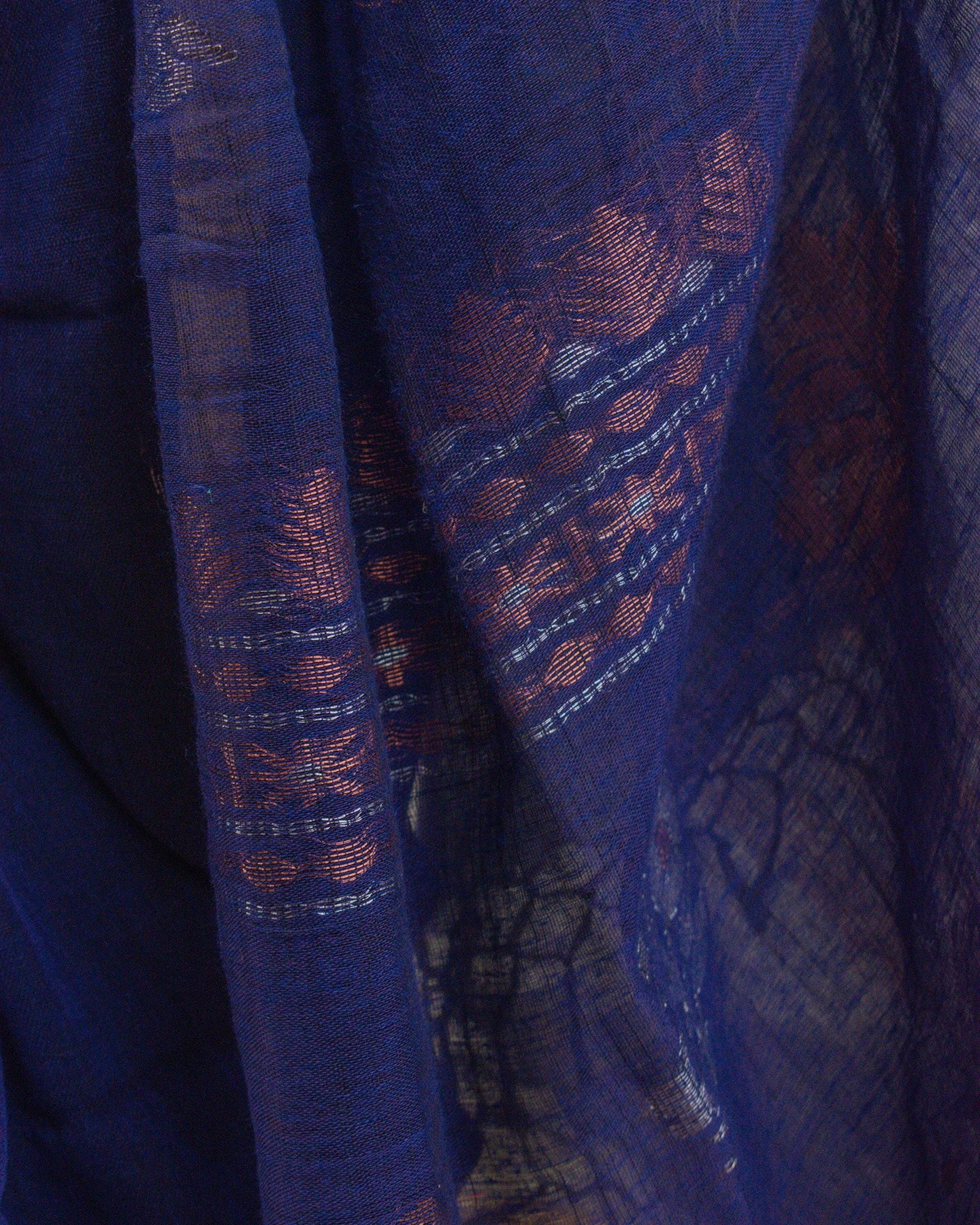 Kadambari Blue Handwoven Linen Saree