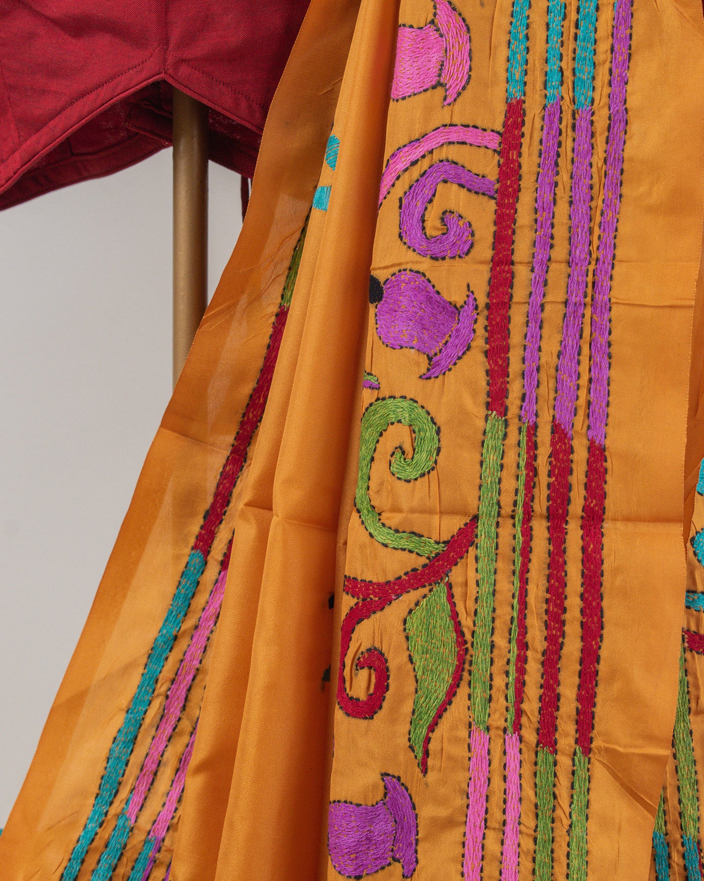 Kantha Floral Mustard Saree