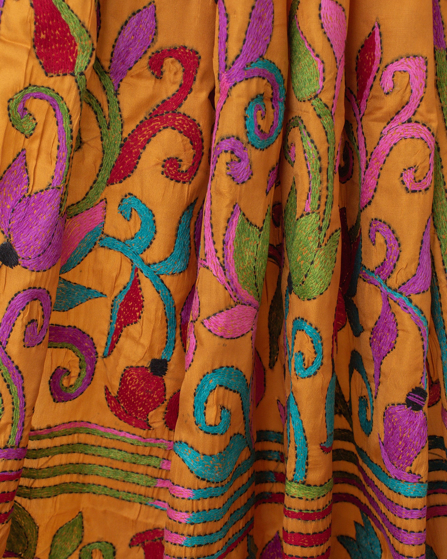 Kantha Floral Mustard Saree