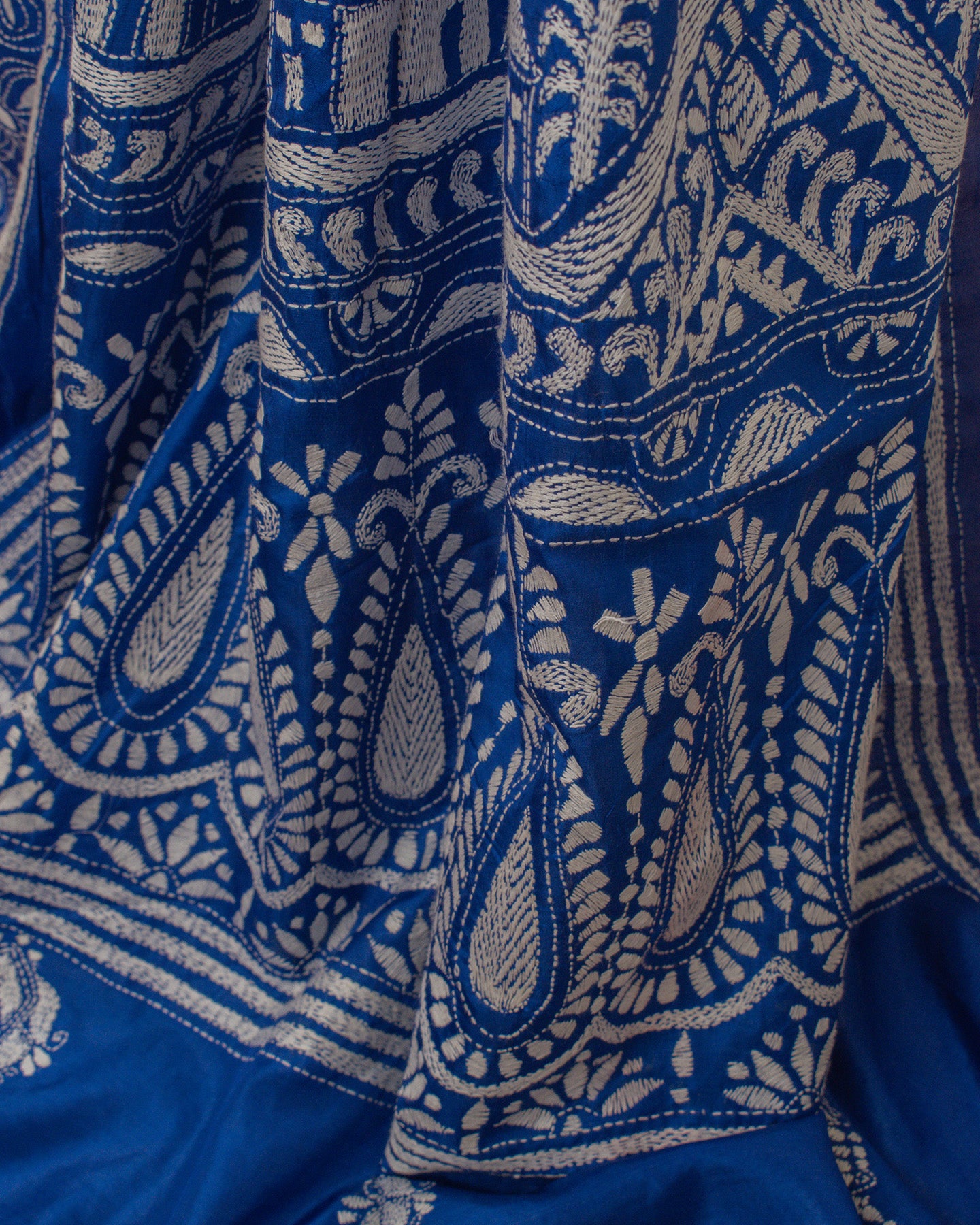 Kantha Floral Indigo Saree