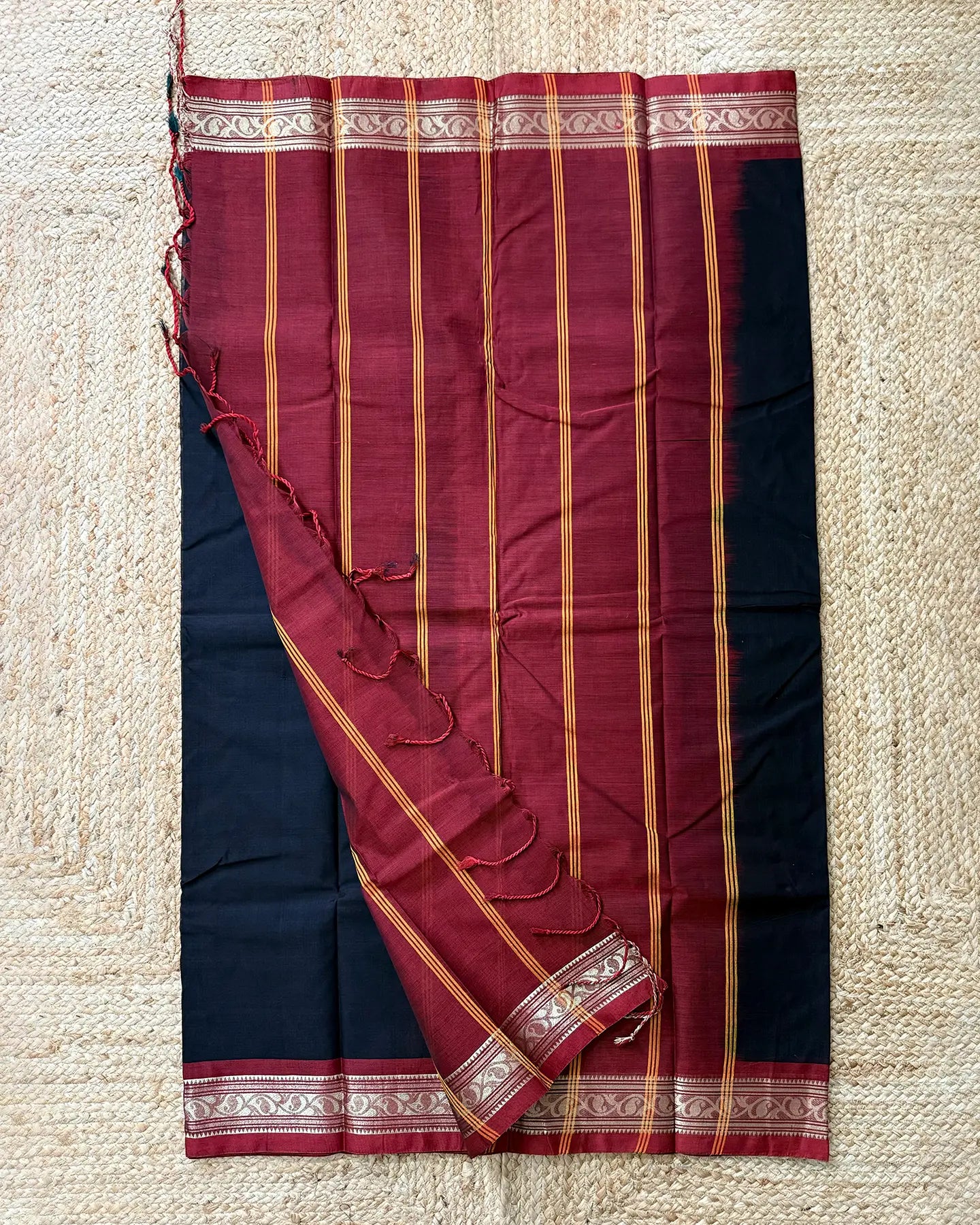 Latika Black Bengal Cotton Silk Saree
