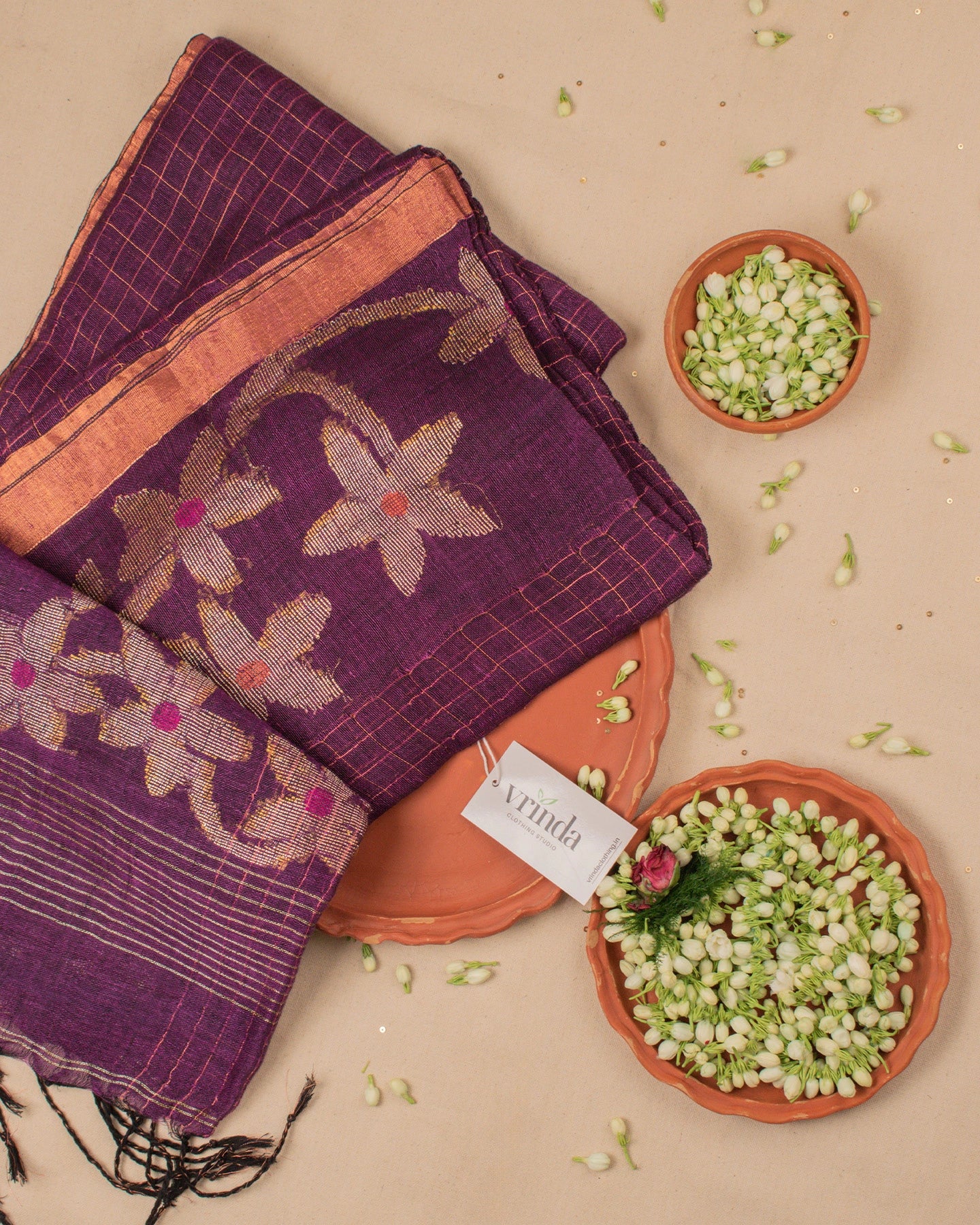 Madhavi Jamun Linen Saree
