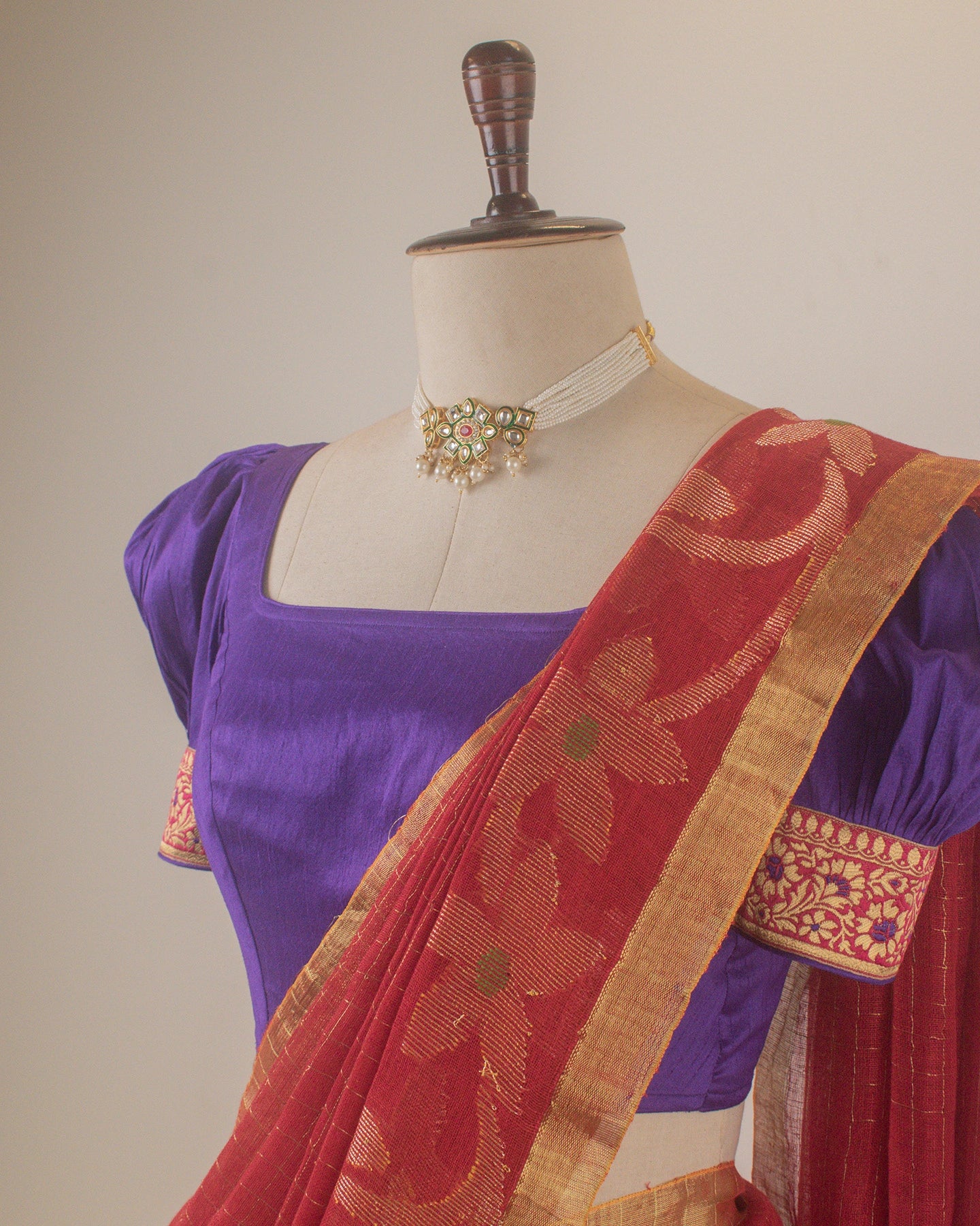 Madhavi Laal Linen Saree