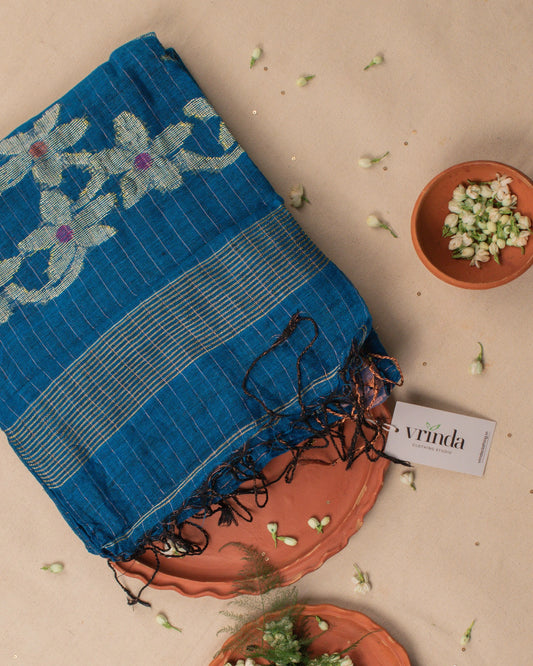 Madhavi Neel Linen Saree