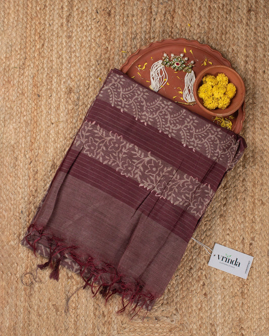 Mauve Ghicha Tussar Saree