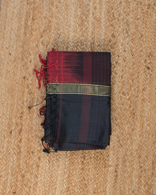 Mithila Maroon Bengal Cotton Silk Saree