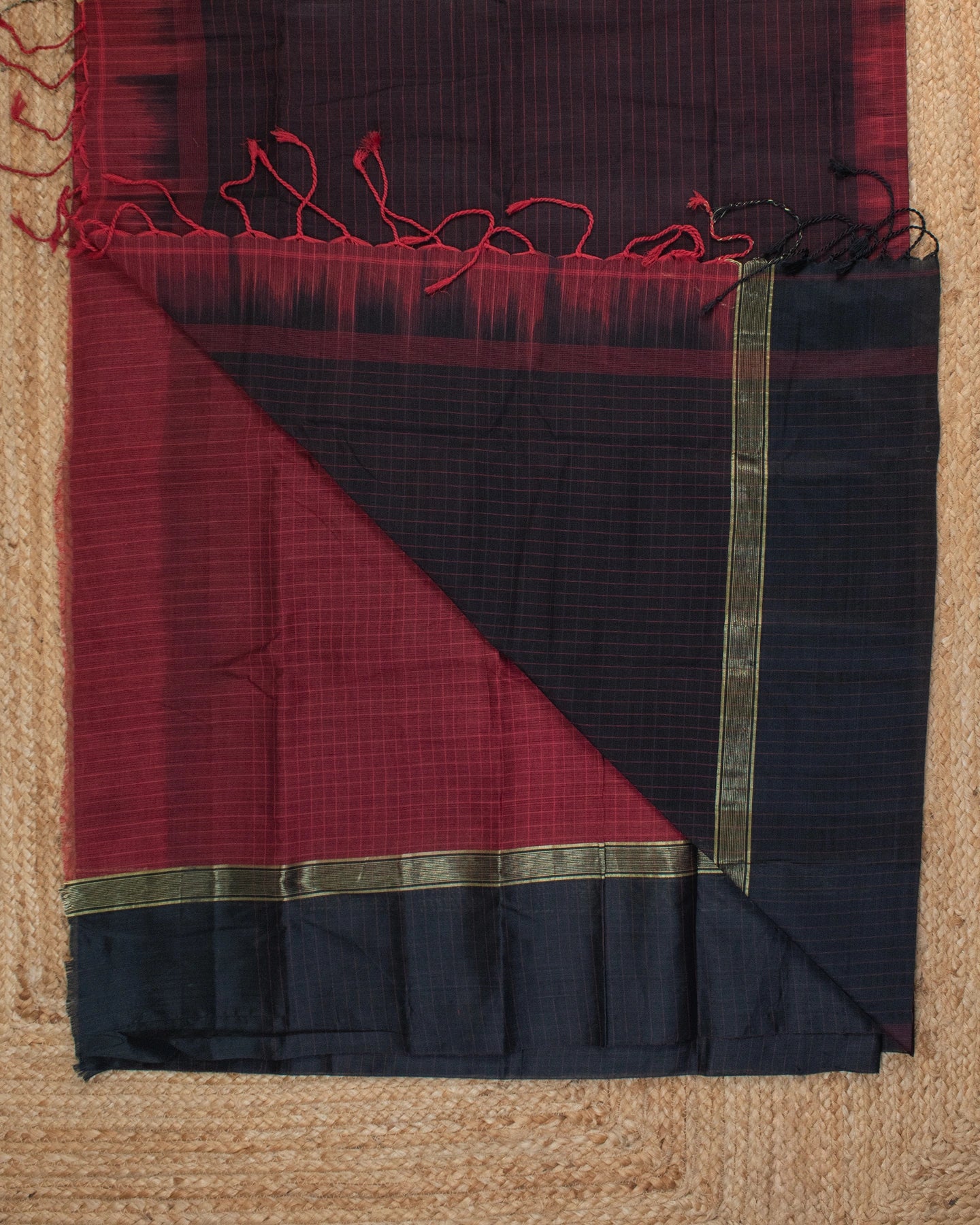 Mithila Maroon Bengal Cotton Silk Saree