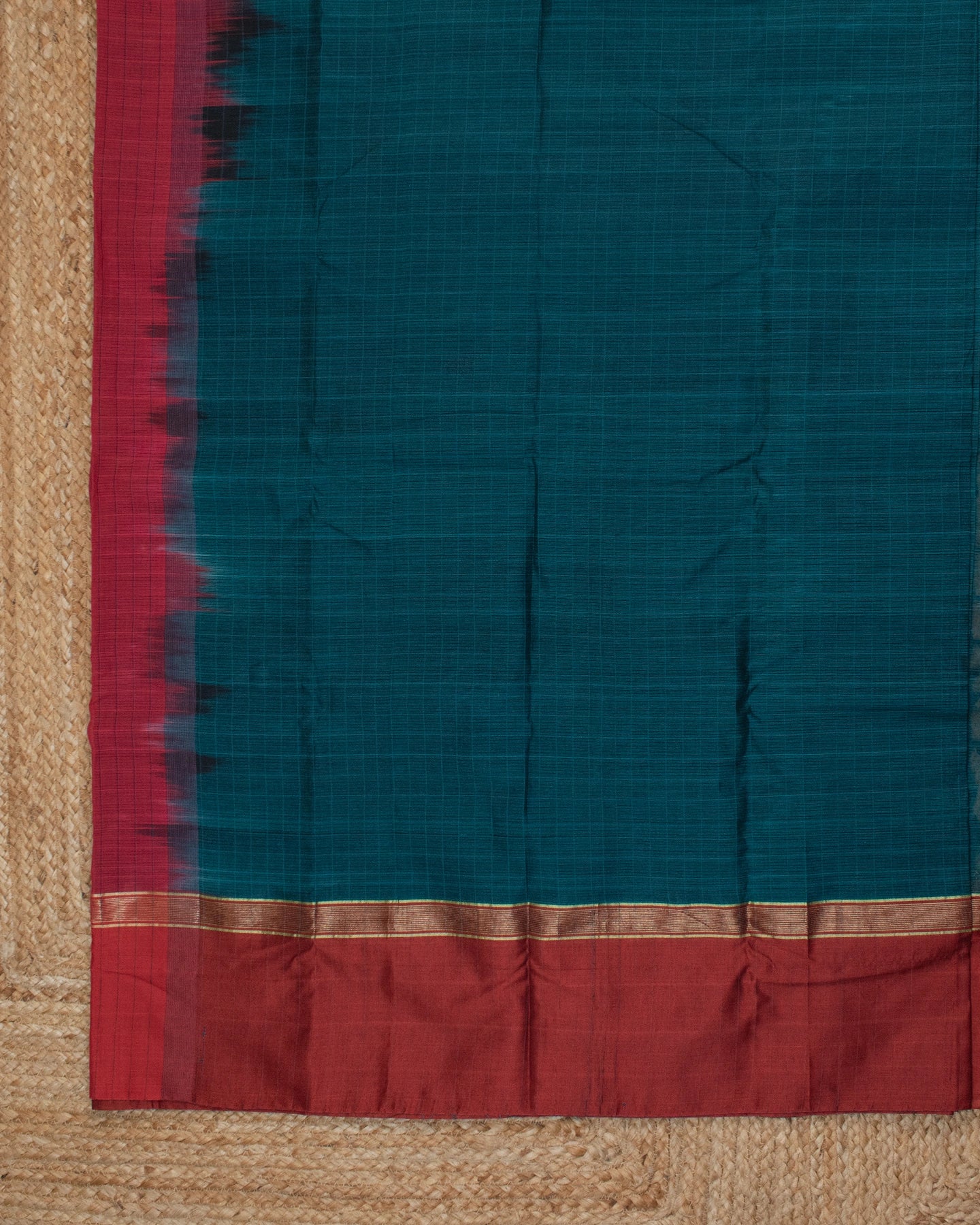 Mithila Teal Bengal Cotton Silk Saree