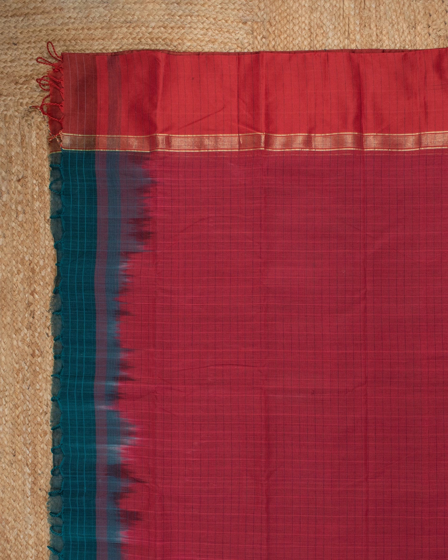 Mithila Teal Bengal Cotton Silk Saree