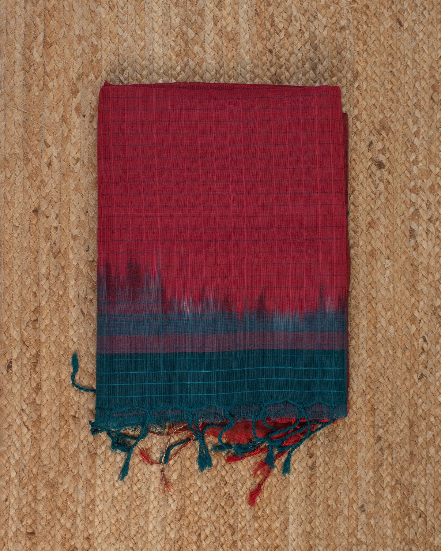 Mithila Teal Bengal Cotton Silk Saree