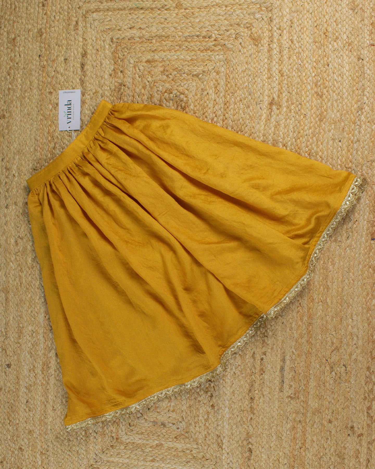 Ochre Chanderi Kids Skirt