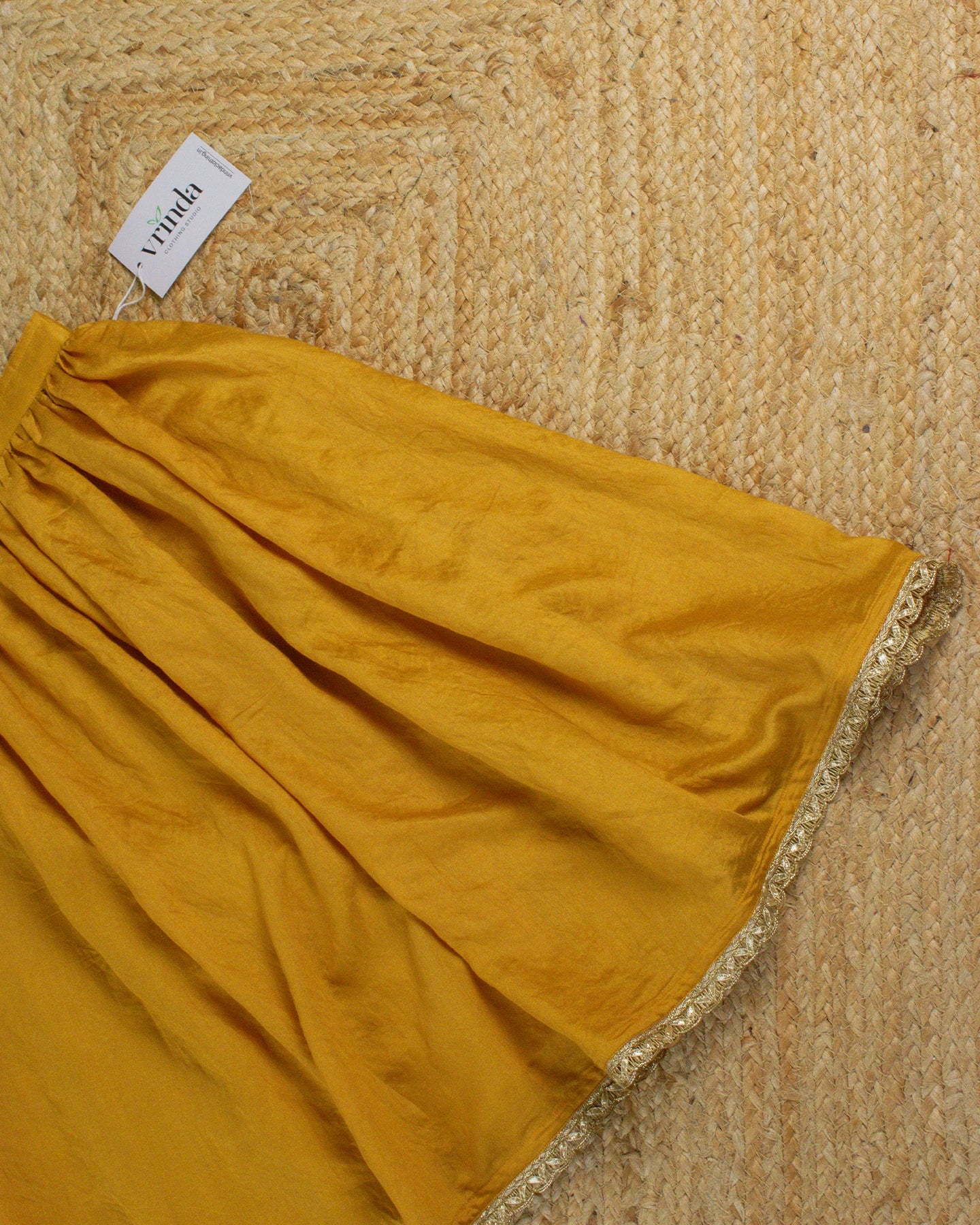 Ochre Chanderi Kids Skirt