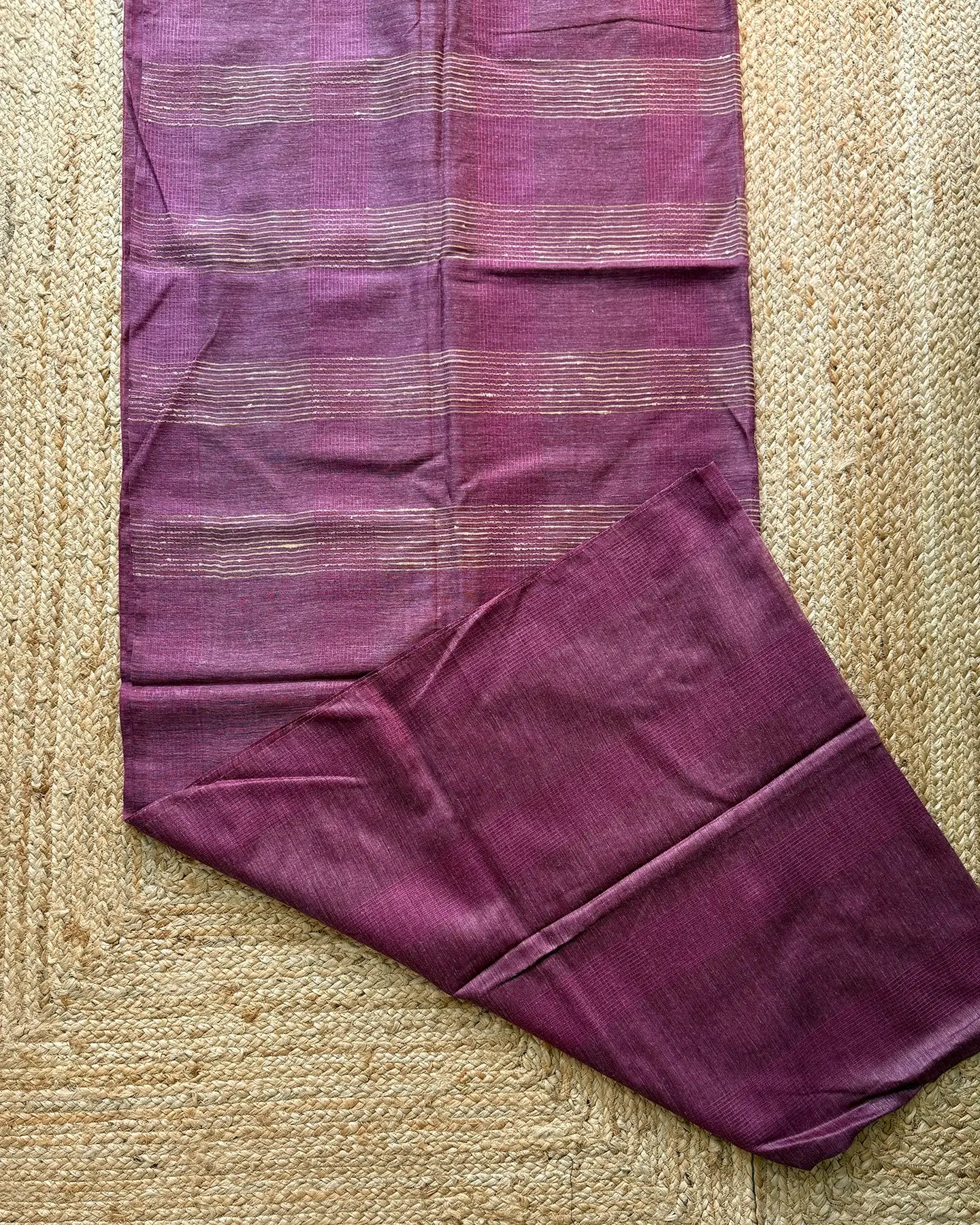 Onion Pink Lines Ghicha Tussar Saree