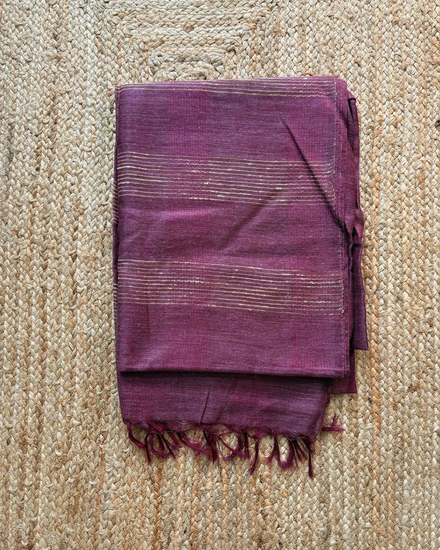 Onion Pink Lines Ghicha Tussar Saree