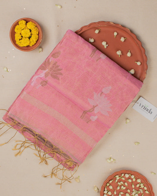 Lotus Pink Paithani Handwoven Saree