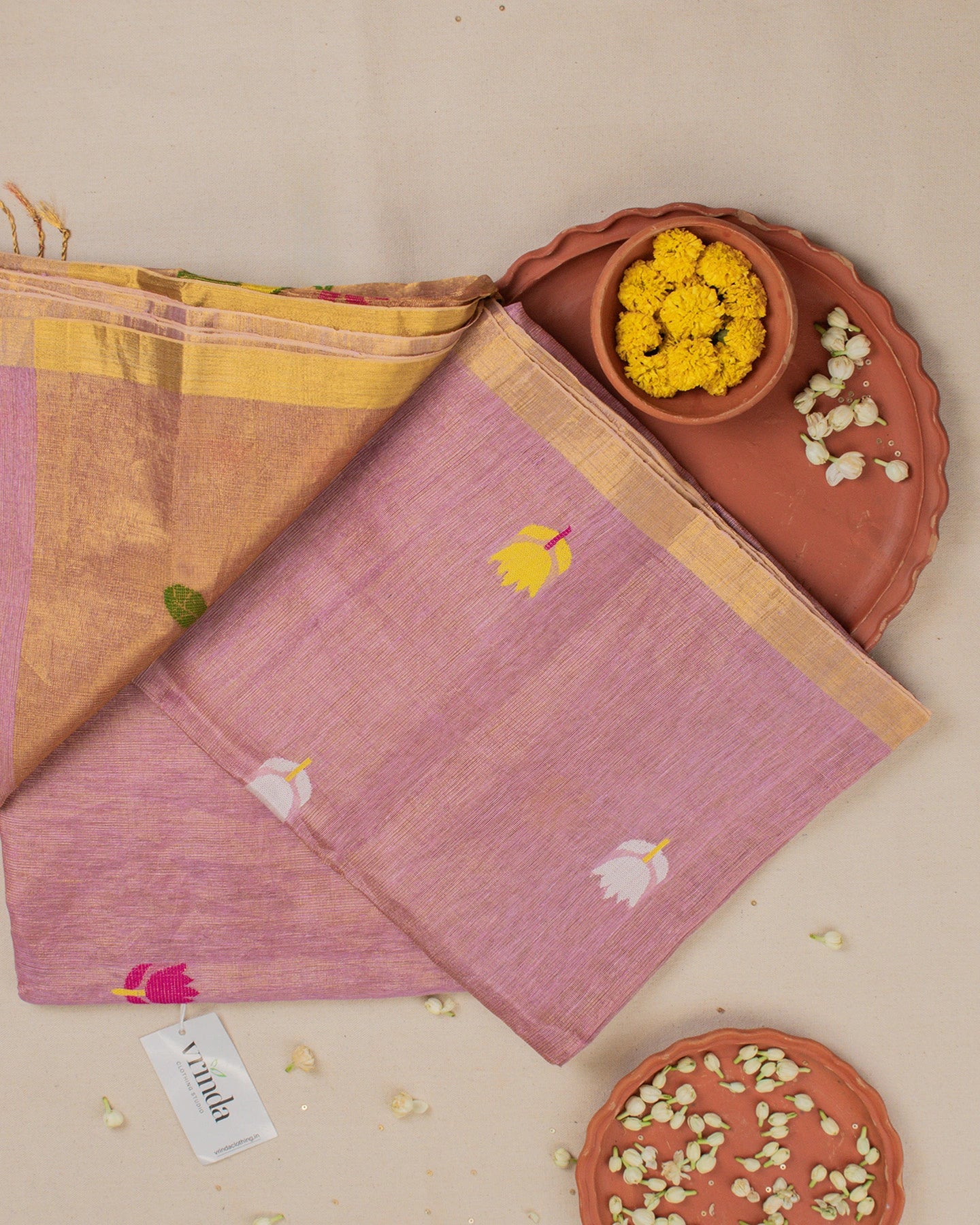 Onion Pink Paithani Handwoven Saree