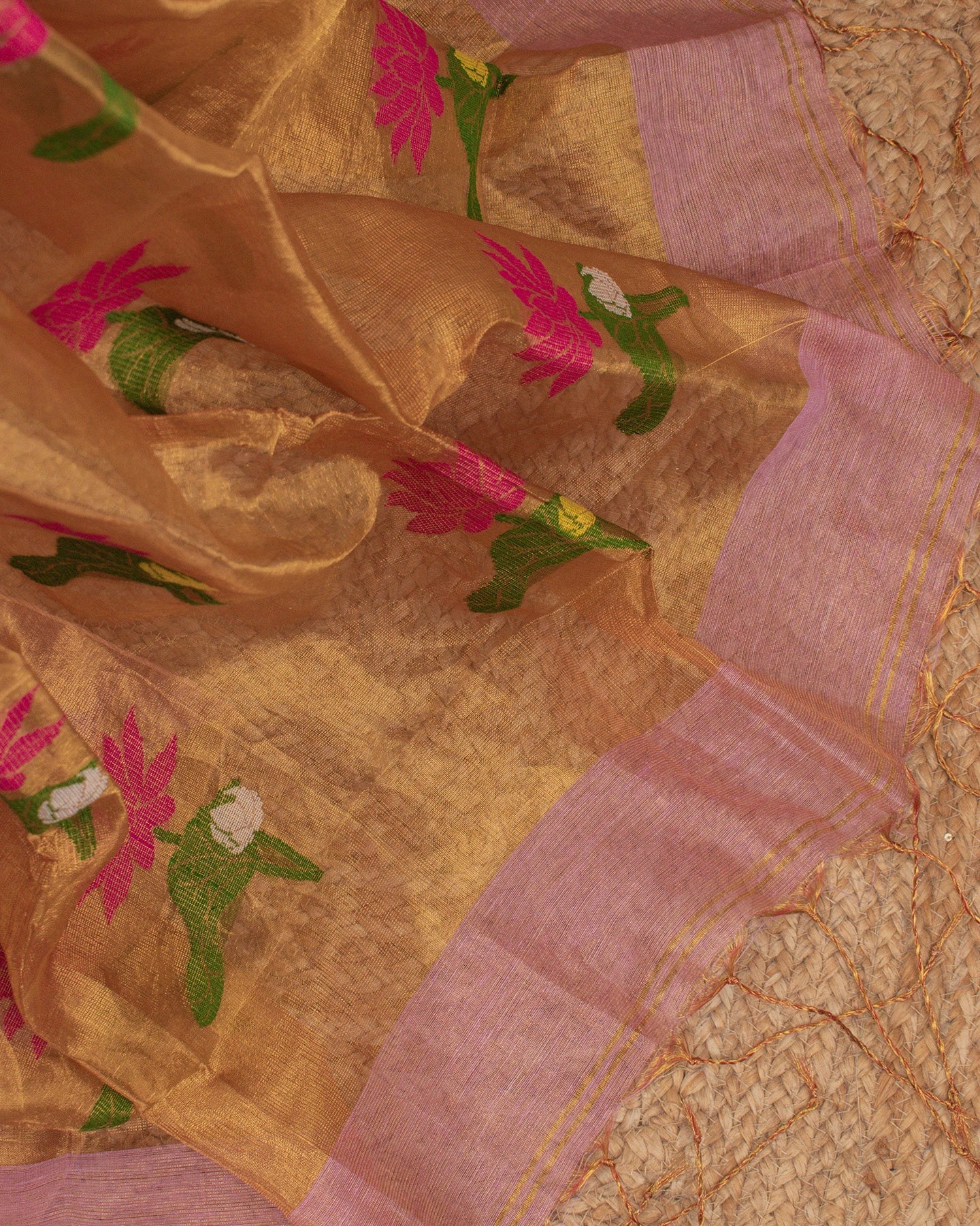 Onion Pink Paithani Handwoven Saree