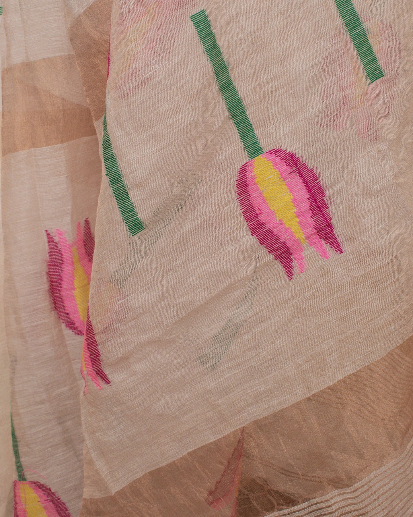 Pink Lotus Zari Handwoven Saree