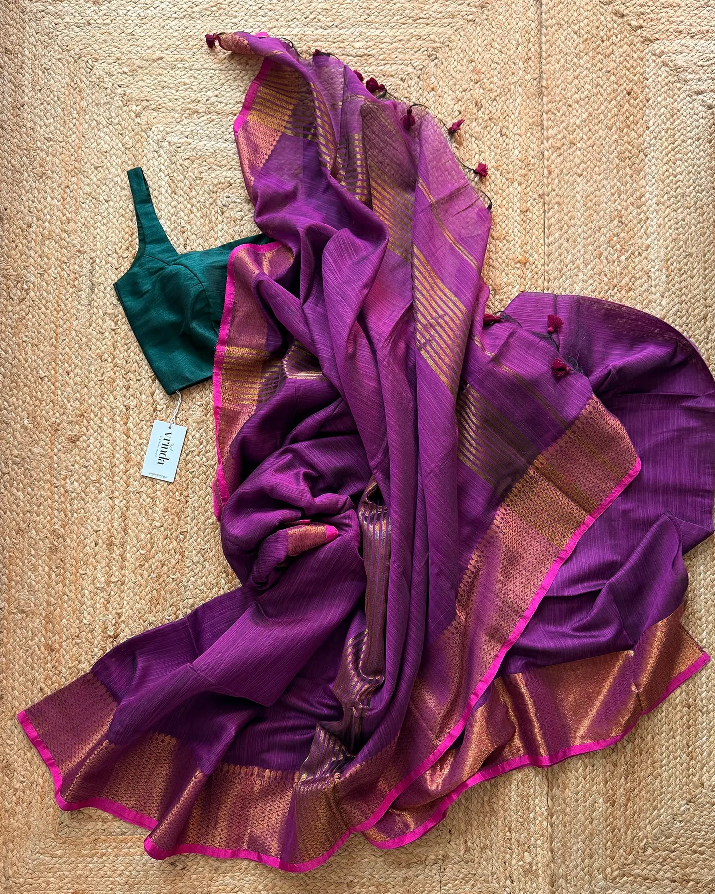 Purple Antique Cotton Silk Saree