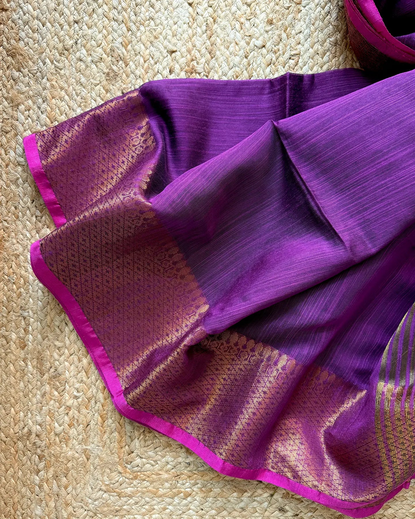 Purple Antique Cotton Silk Saree