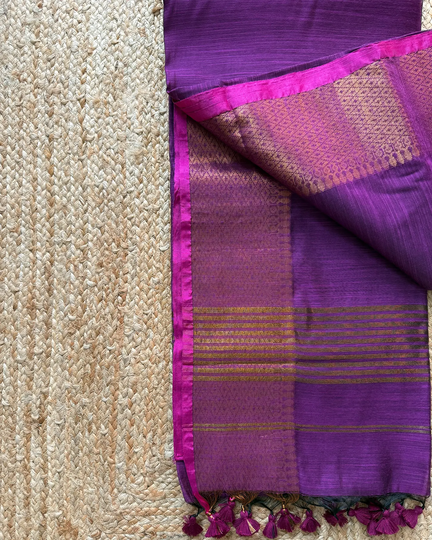 Purple Antique Cotton Silk Saree