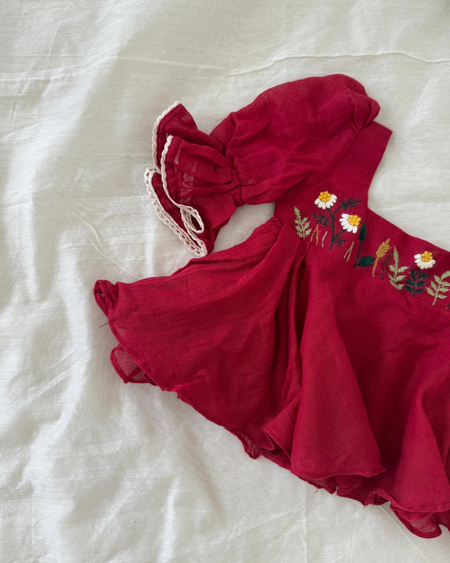 Paint It Red Embroidered Dress