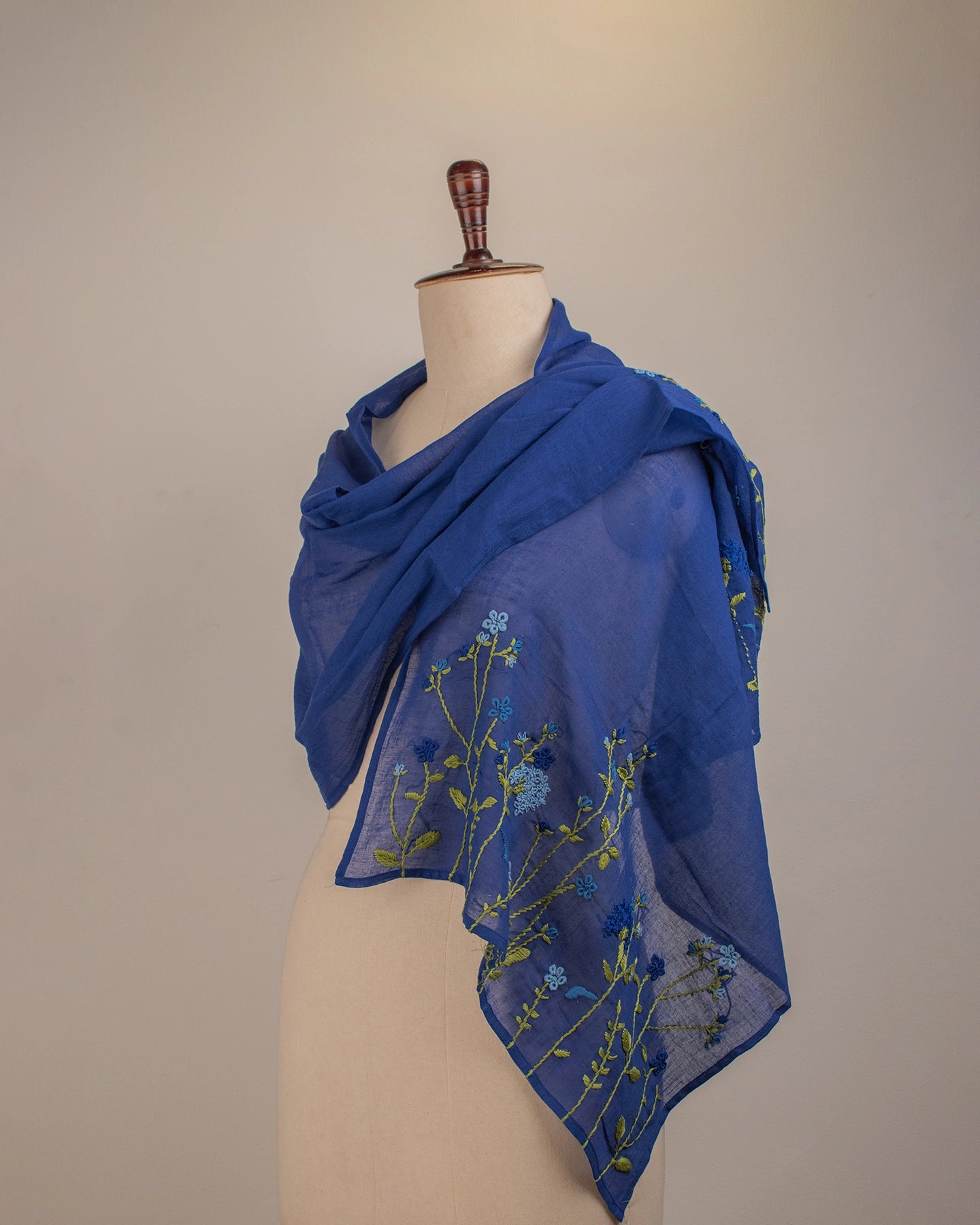 Royal Blue Shrubs Stole