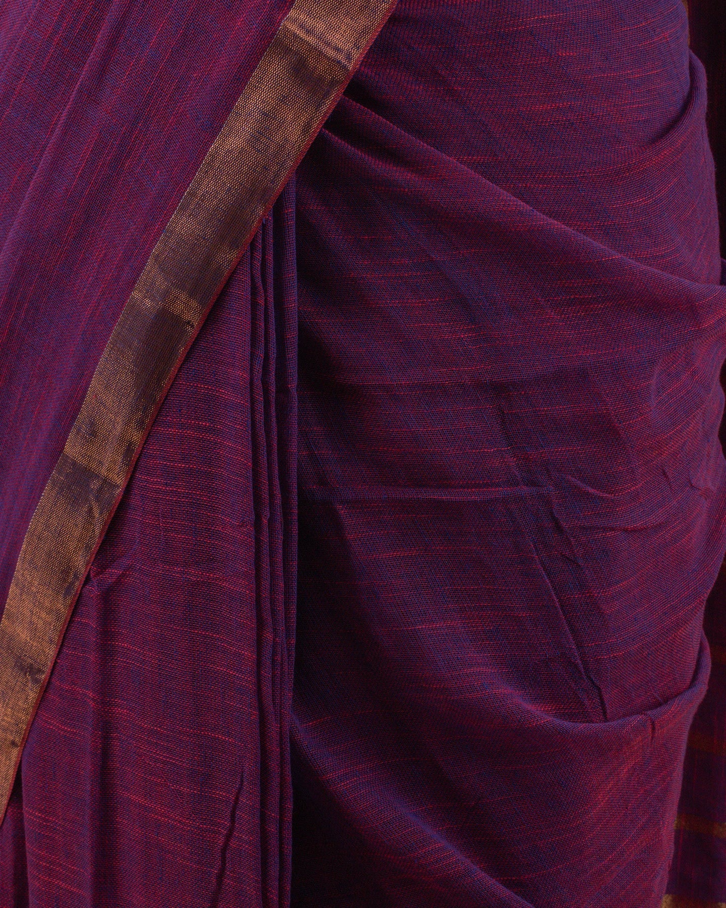 Sandhya Wine Handwoven Linen Saree