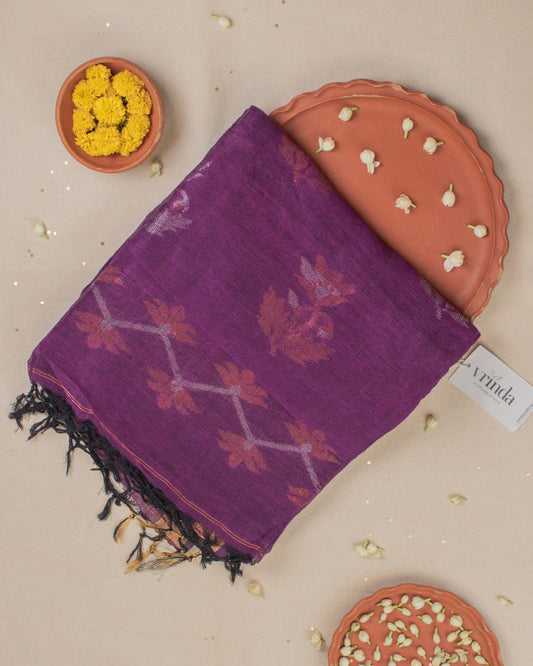 Tulip Floral Purple Saree