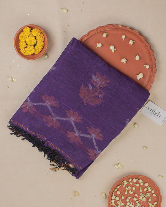 Tulip Floral Violet Saree