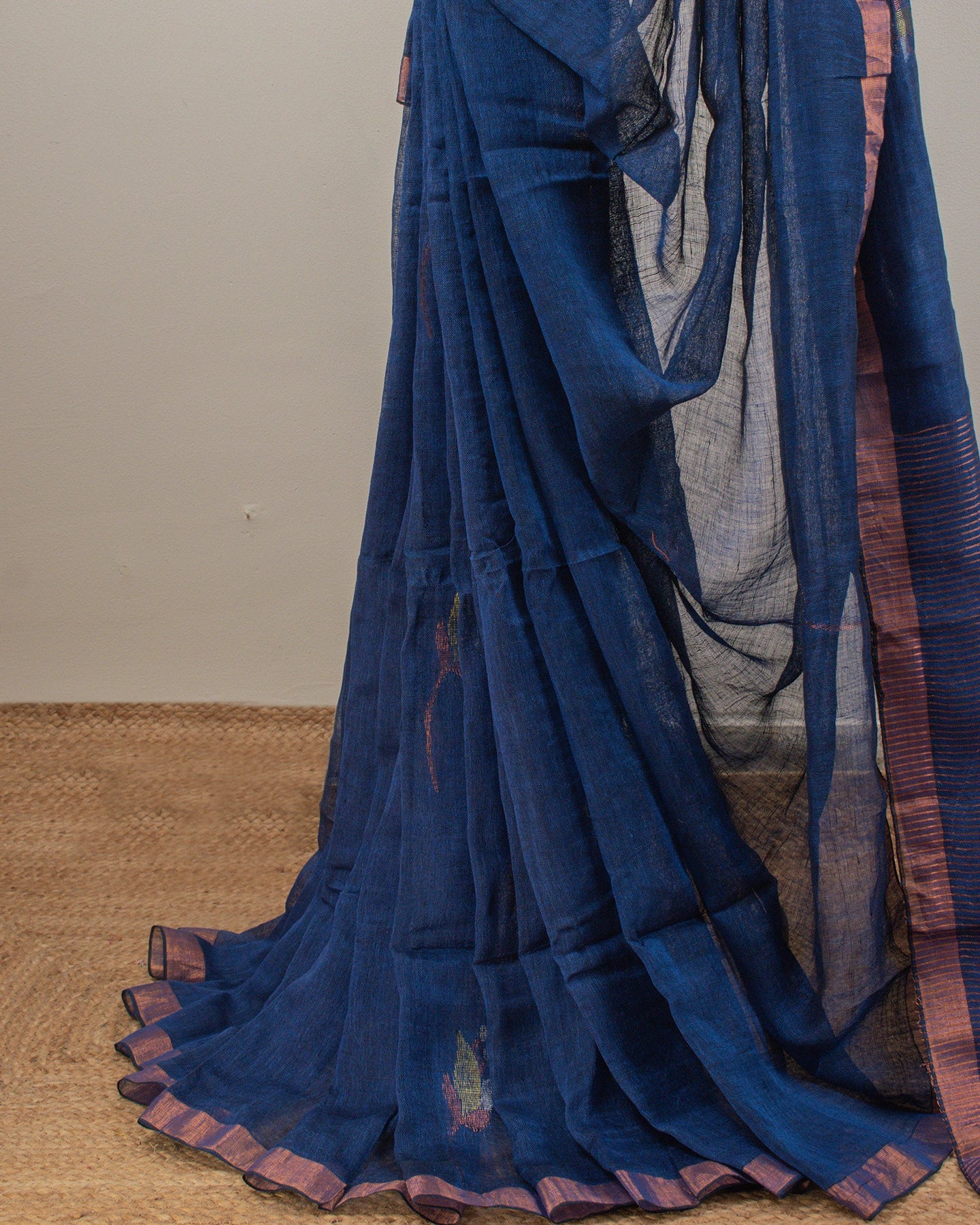 Tulip Indigo Linen Saree