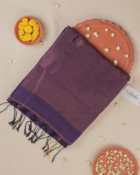 Tulip Purple Linen Saree