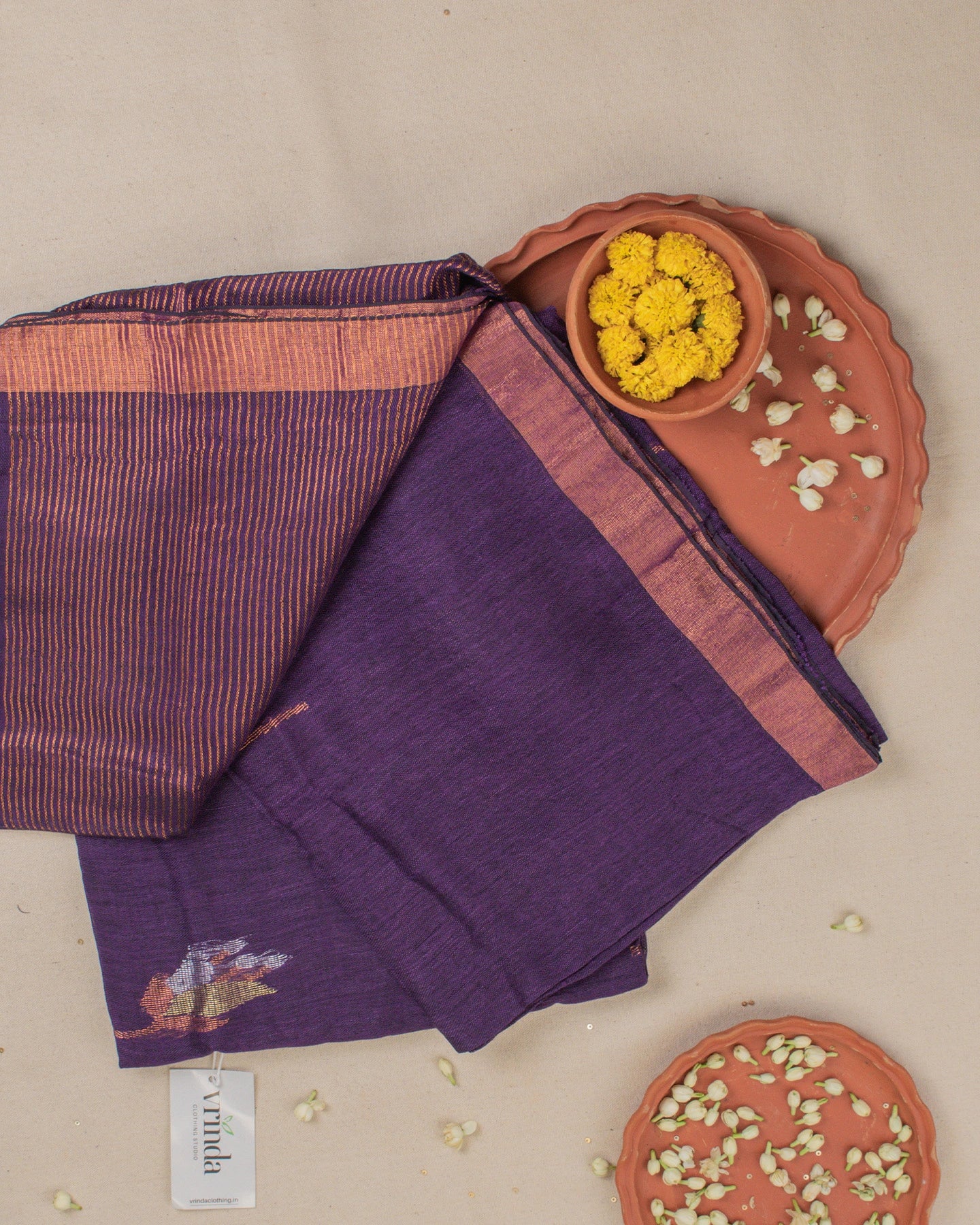 Tulip Purple Linen Saree