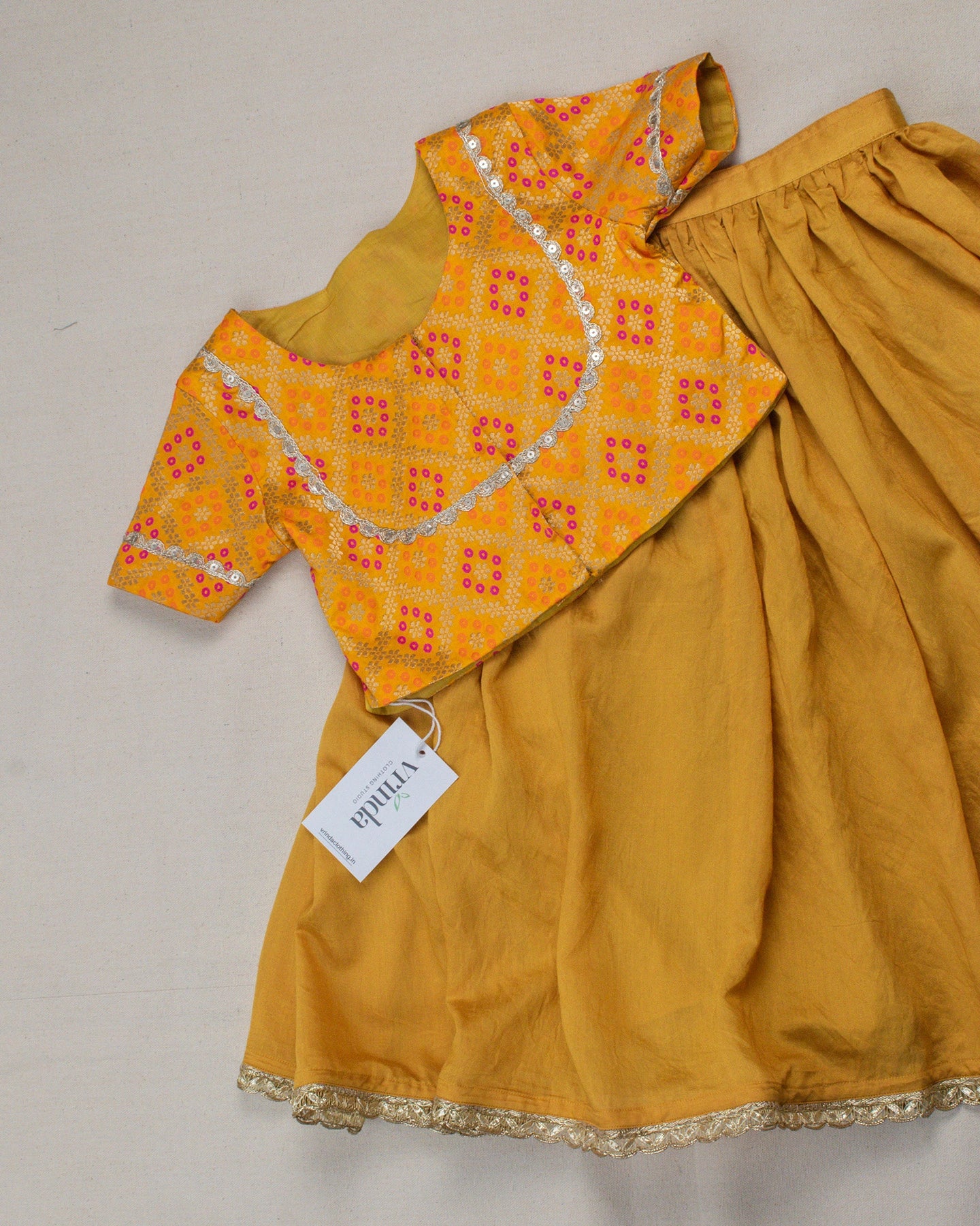 Ochre Chanderi Kids Skirt