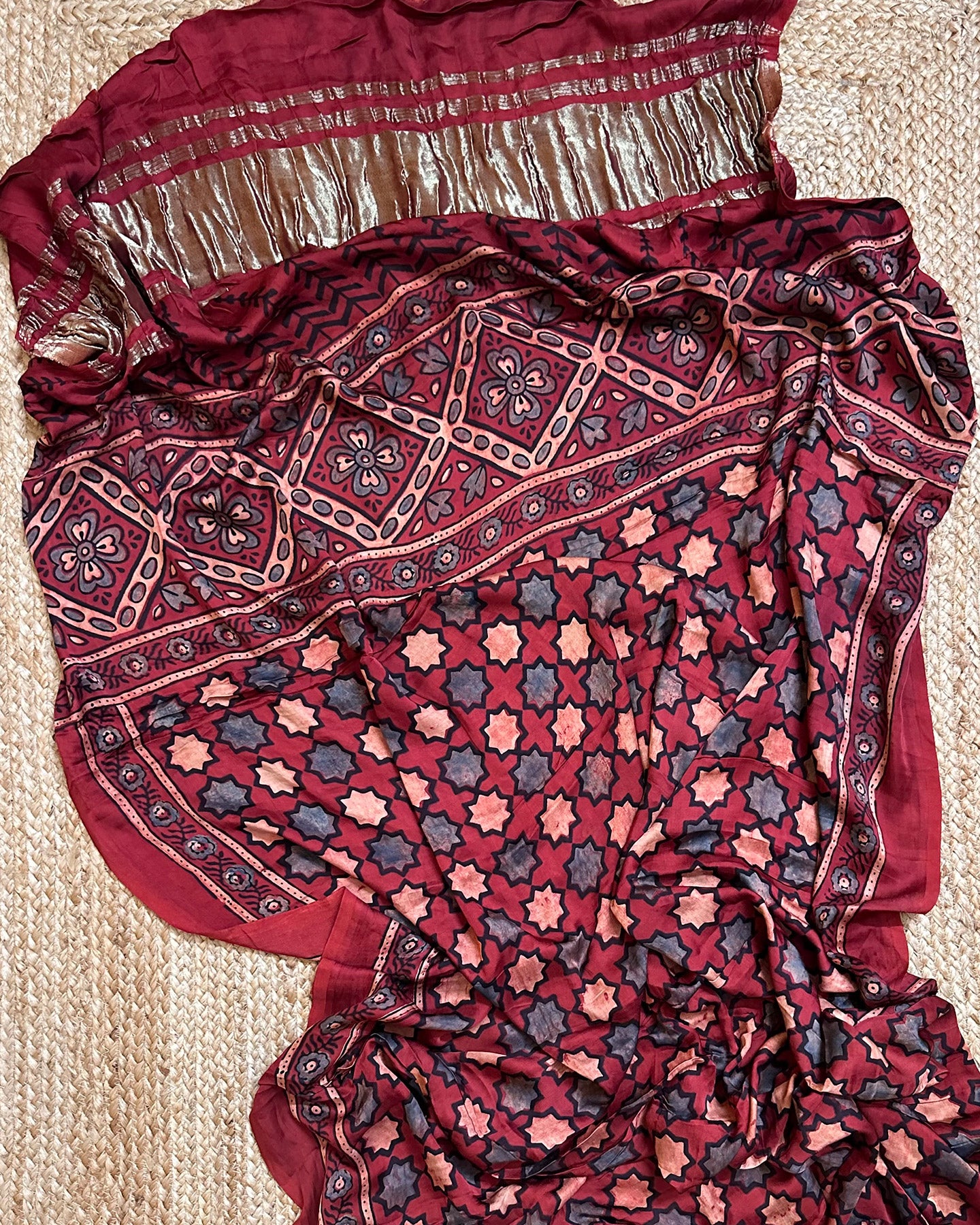 Modal Silk Hand Block Printed Dupatta